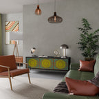 SUNSHINE EULOGY Mueble de TV de 3 Puertas en Acabado Negro