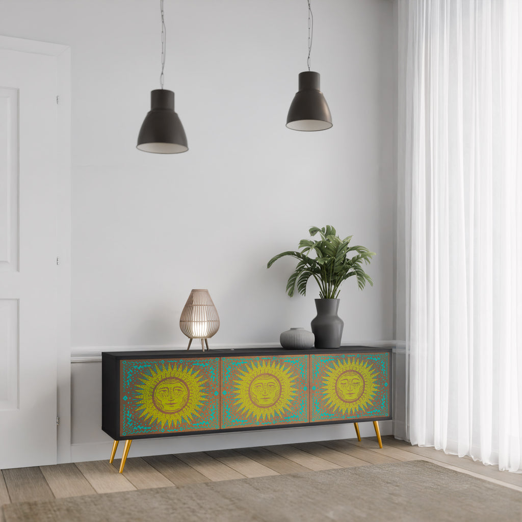 Mueble de TV de 3 puertas SUNSHINE EULOGY con acabado negro