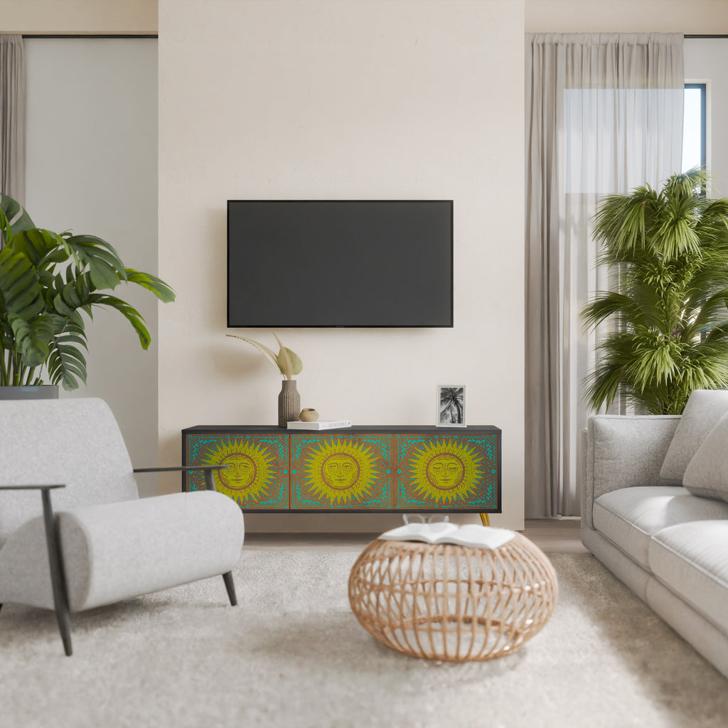Mueble de TV de 3 puertas SUNSHINE EULOGY con acabado negro