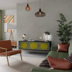 SUNSHINE EULOGY Mueble de TV de 3 Puertas en Acabado Negro