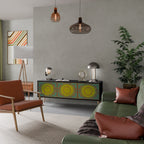 SUNSHINE EULOGY Mueble de TV de 3 Puertas en Acabado Negro