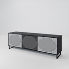 POLYGON ILLUSION Mueble de TV de 3 Puertas en Acabado Negro