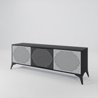 POLYGON ILLUSION Mueble de TV de 3 Puertas en Acabado Negro