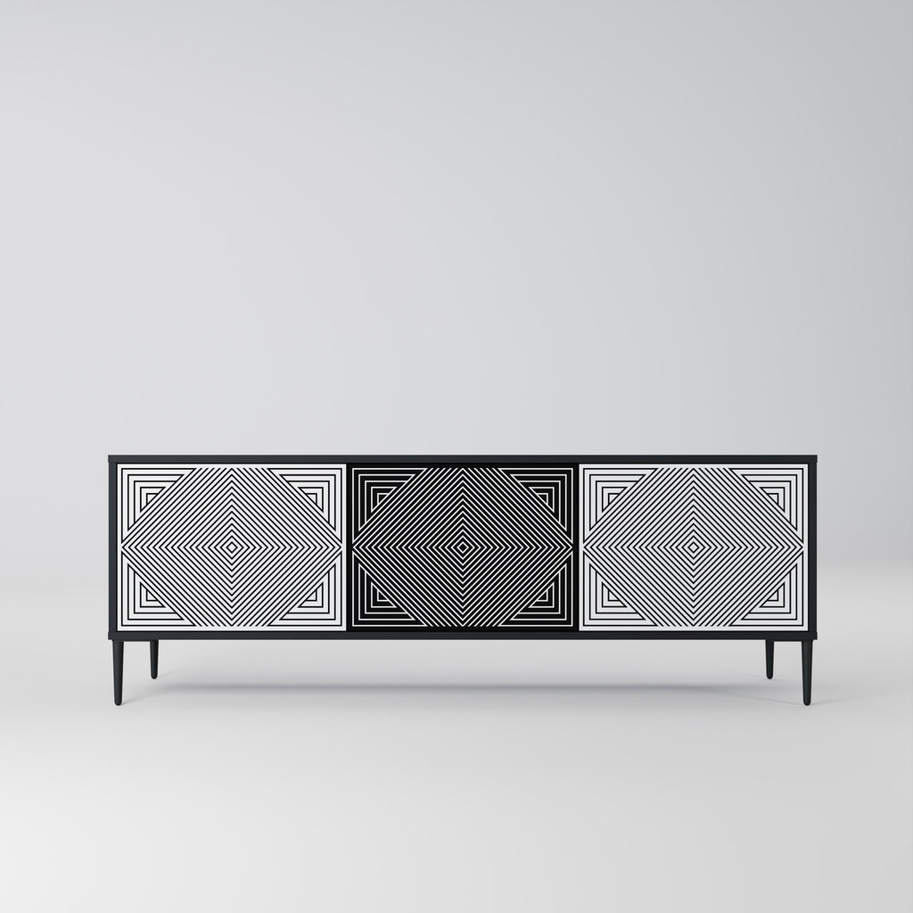 Mueble de TV POLYGON ILLUSION de 3 puertas con acabado negro