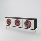 BROWN CIRCLES Mueble de TV de 3 Puertas en Acabado Negro