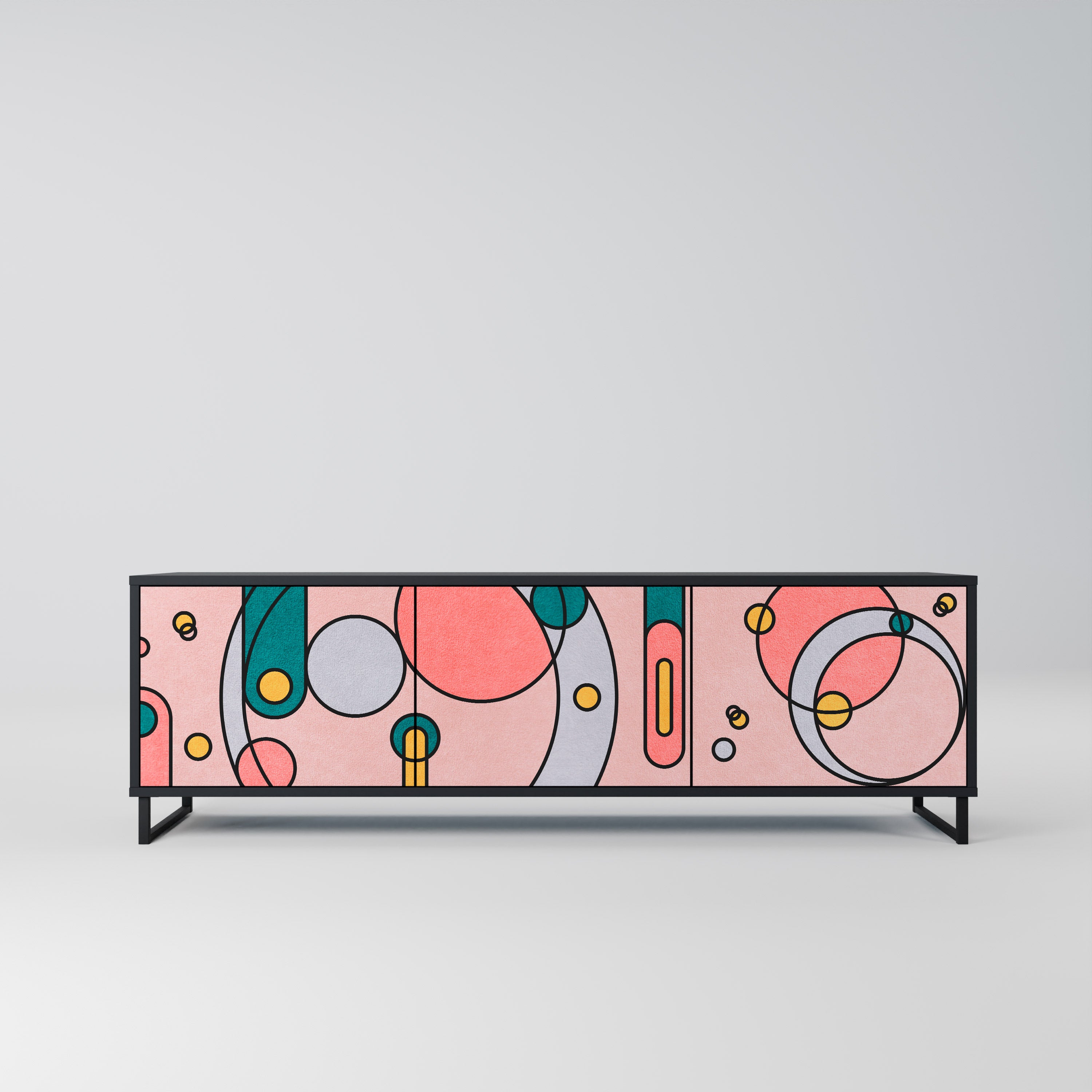 Mueble de TV de 3 puertas GOSSAMER ECHOES con acabado negro