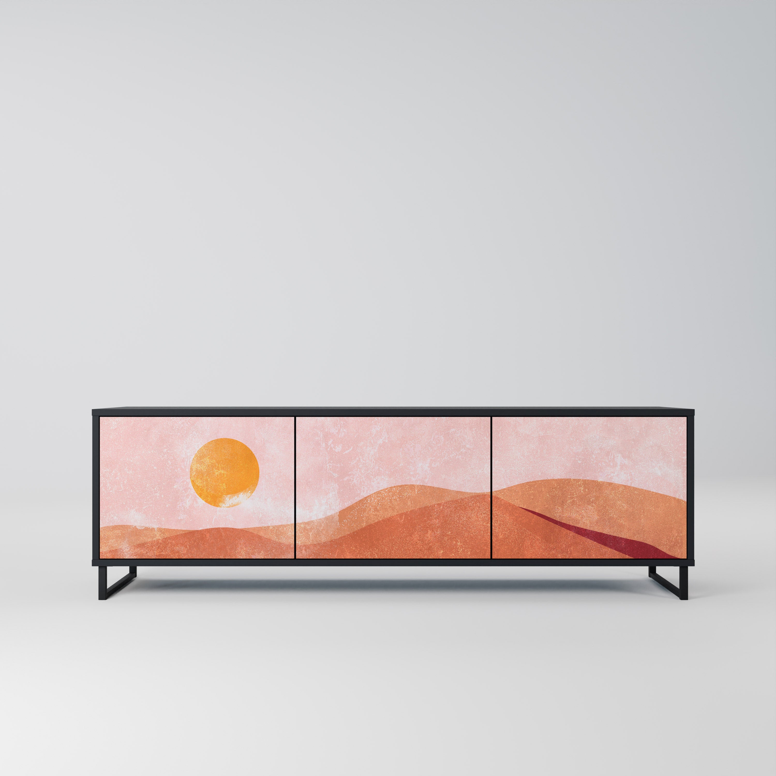 Mueble de TV de 3 puertas LUMINOUS SUNLIGHT con acabado negro
