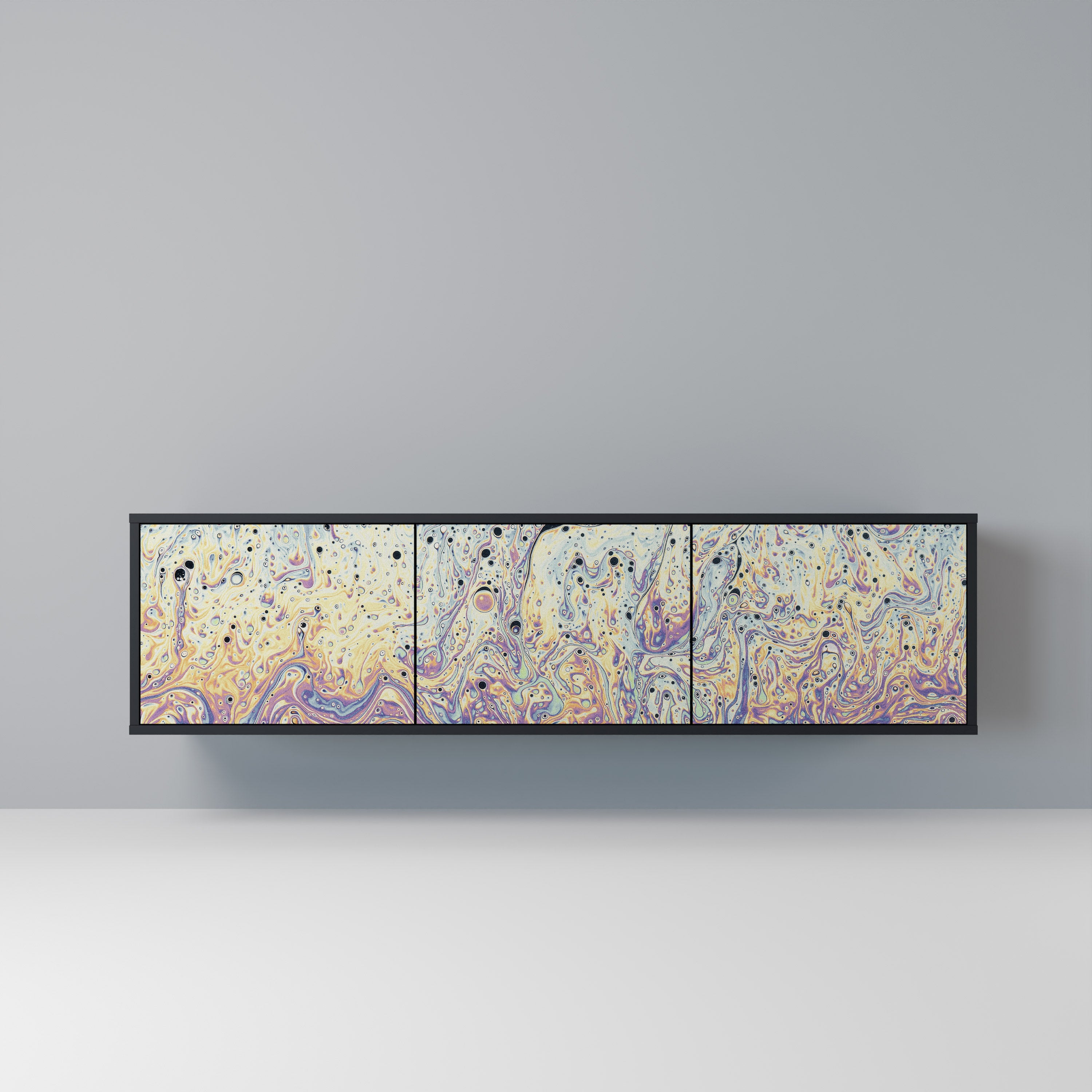 Mueble de TV MOSAIC OF COLORS de 3 puertas en acabado negro