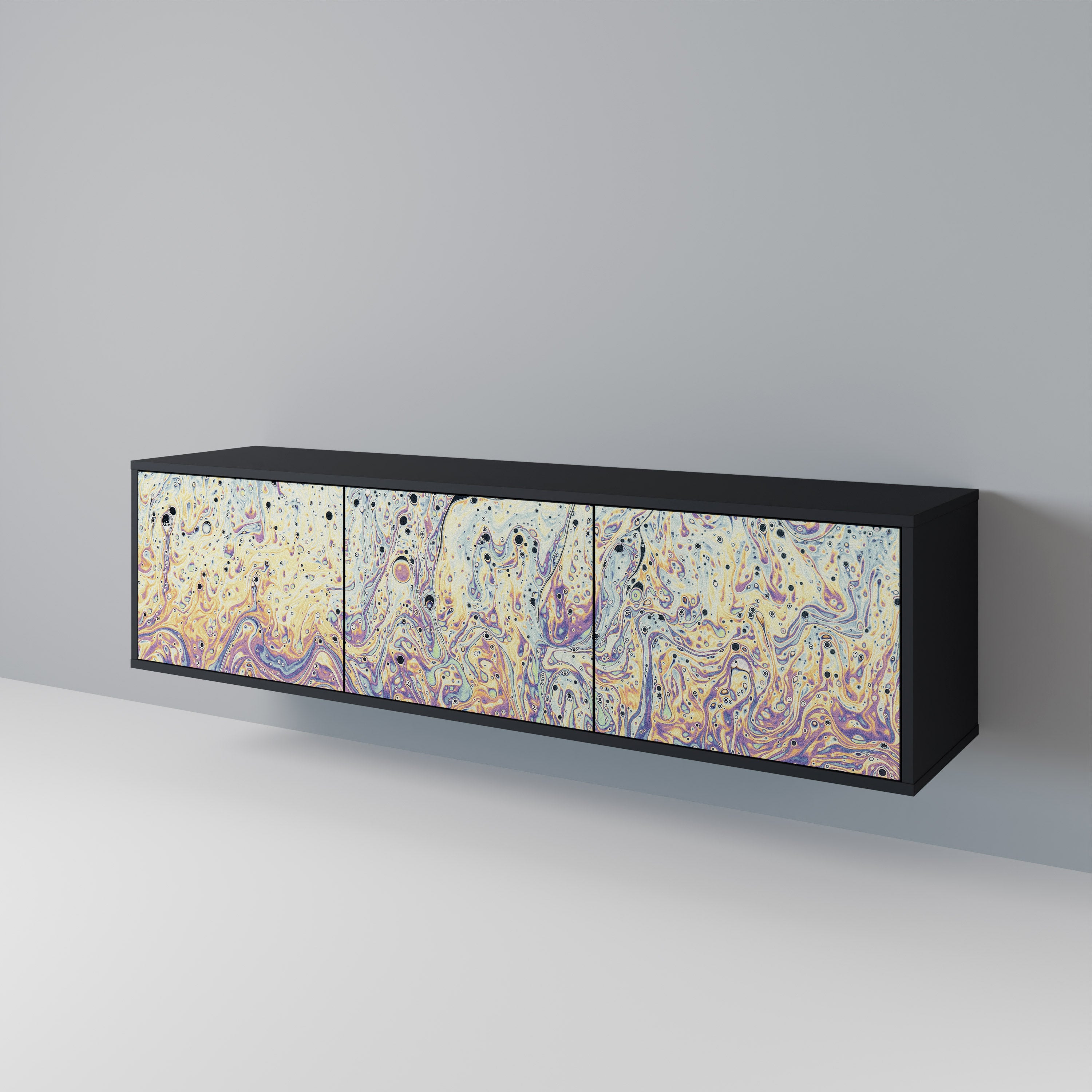 Mueble de TV MOSAIC OF COLORS de 3 puertas en acabado negro