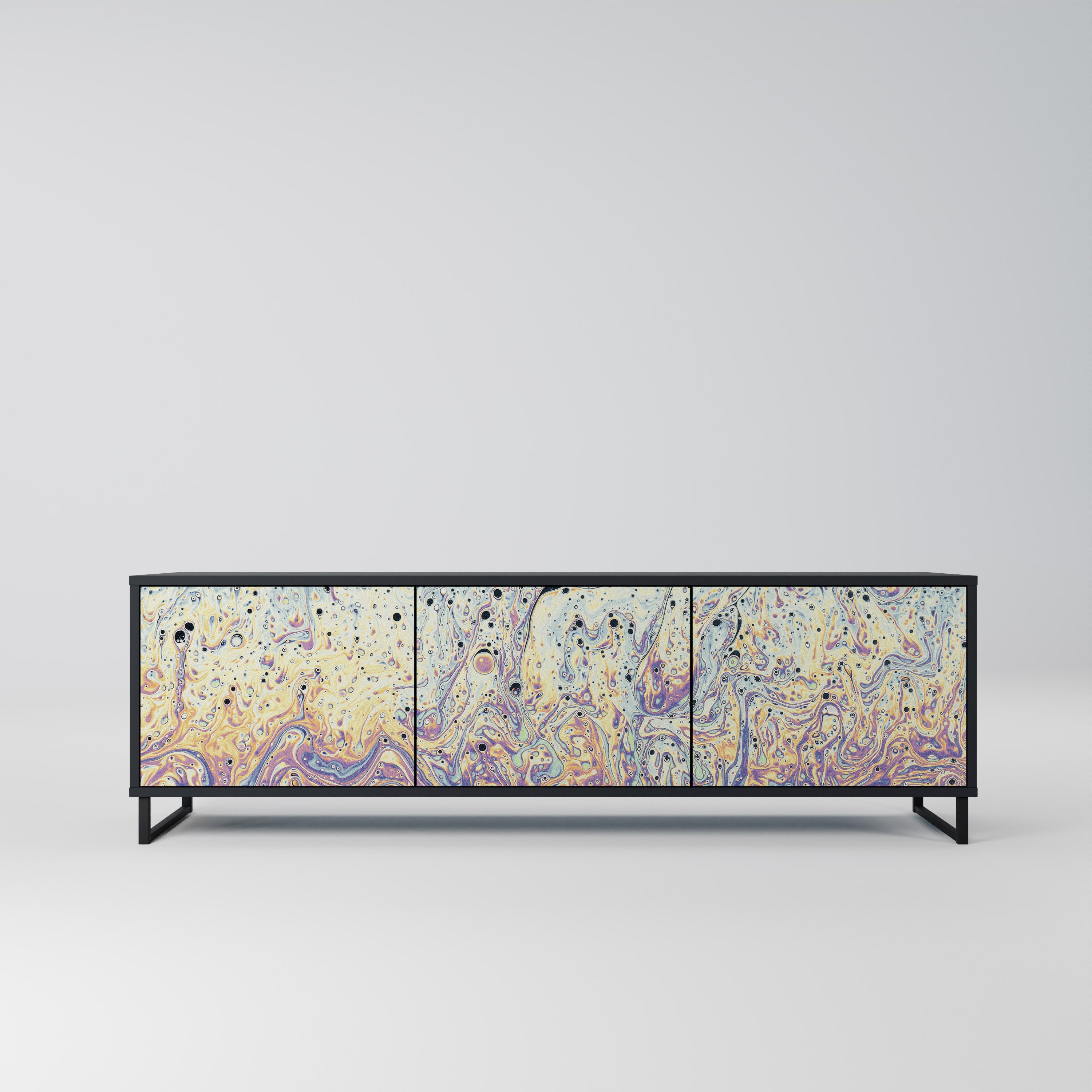 Mueble de TV MOSAIC OF COLORS de 3 puertas en acabado negro