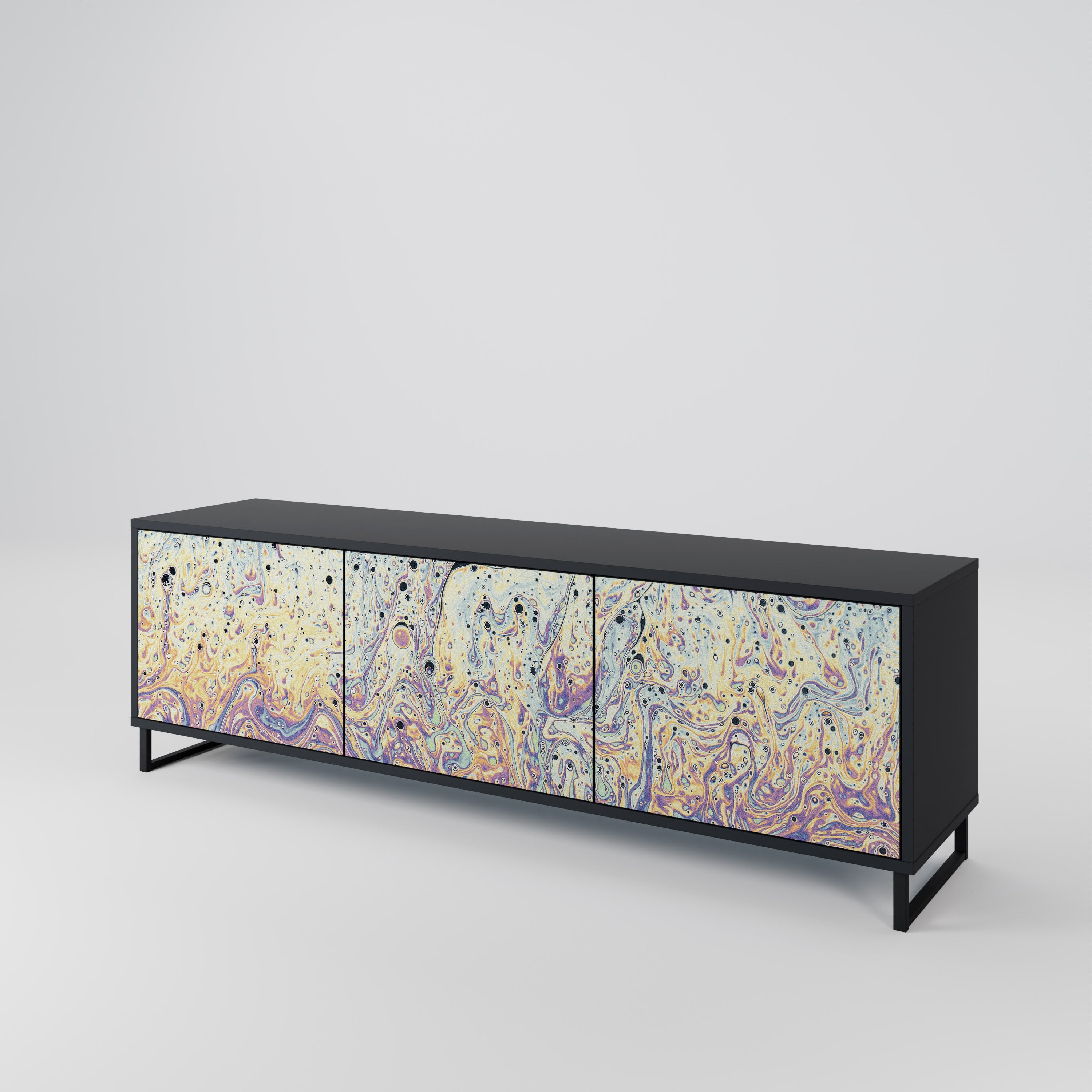 Mueble de TV MOSAIC OF COLORS de 3 puertas en acabado negro