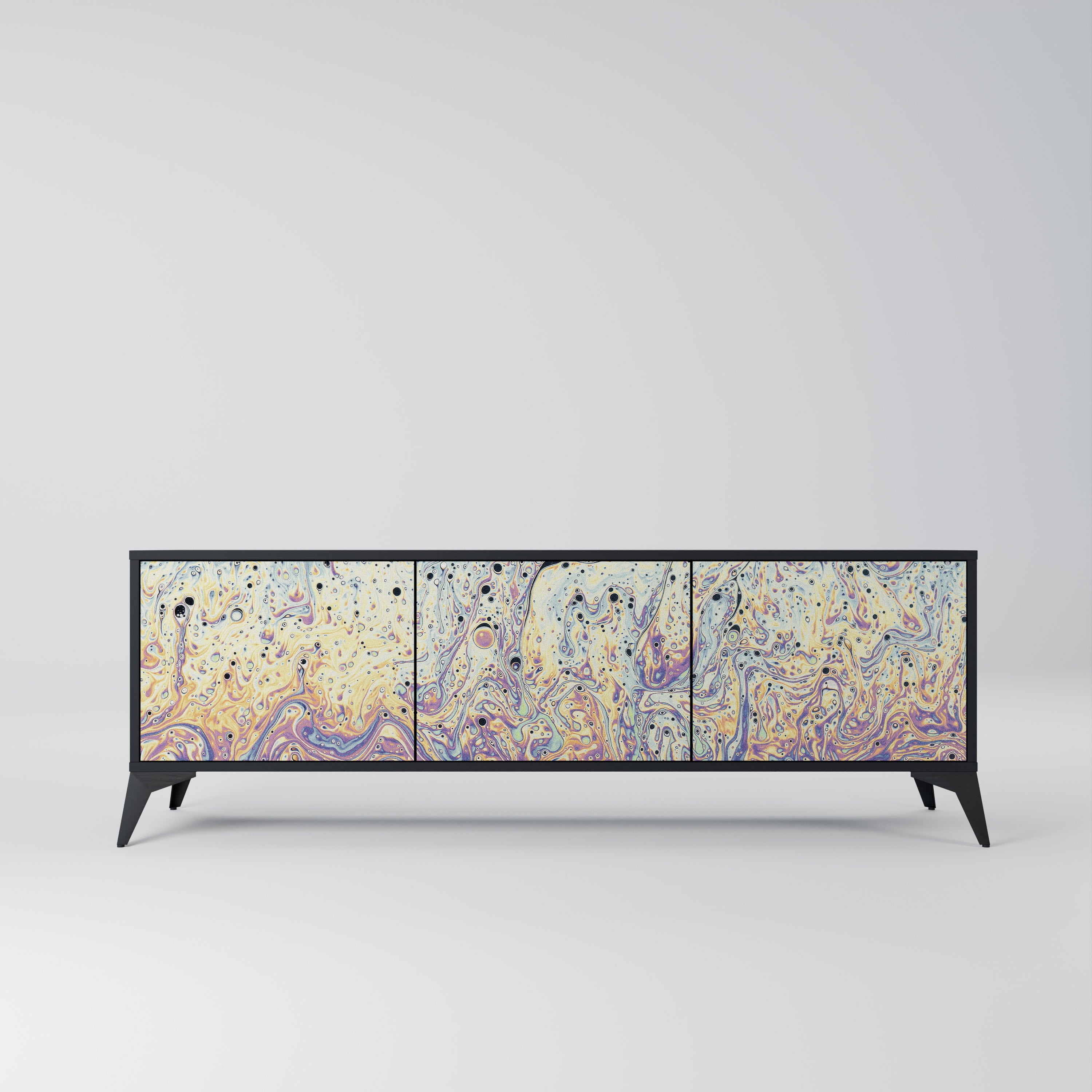 Mueble de TV MOSAIC OF COLORS de 3 puertas en acabado negro