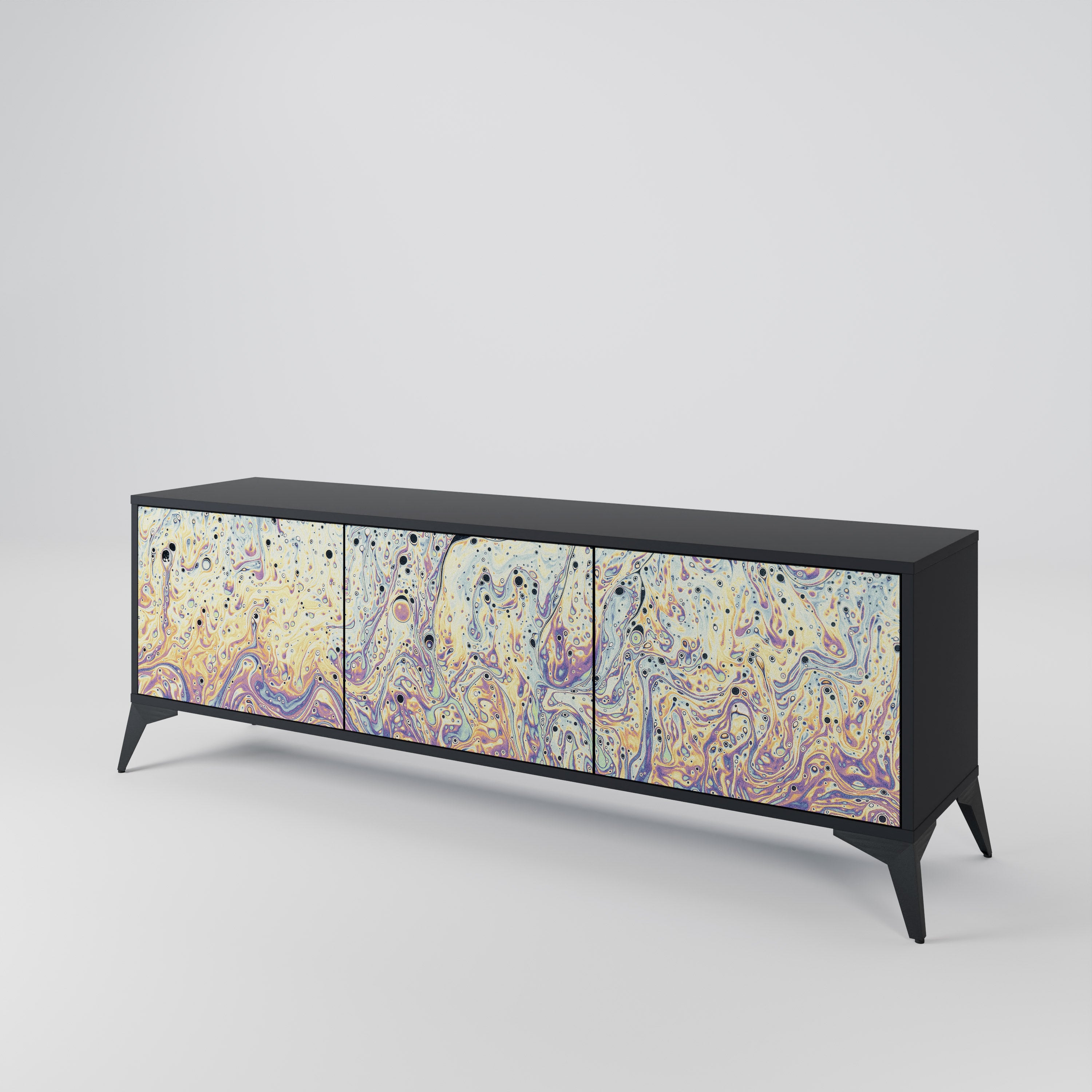 Mueble de TV MOSAIC OF COLORS de 3 puertas en acabado negro