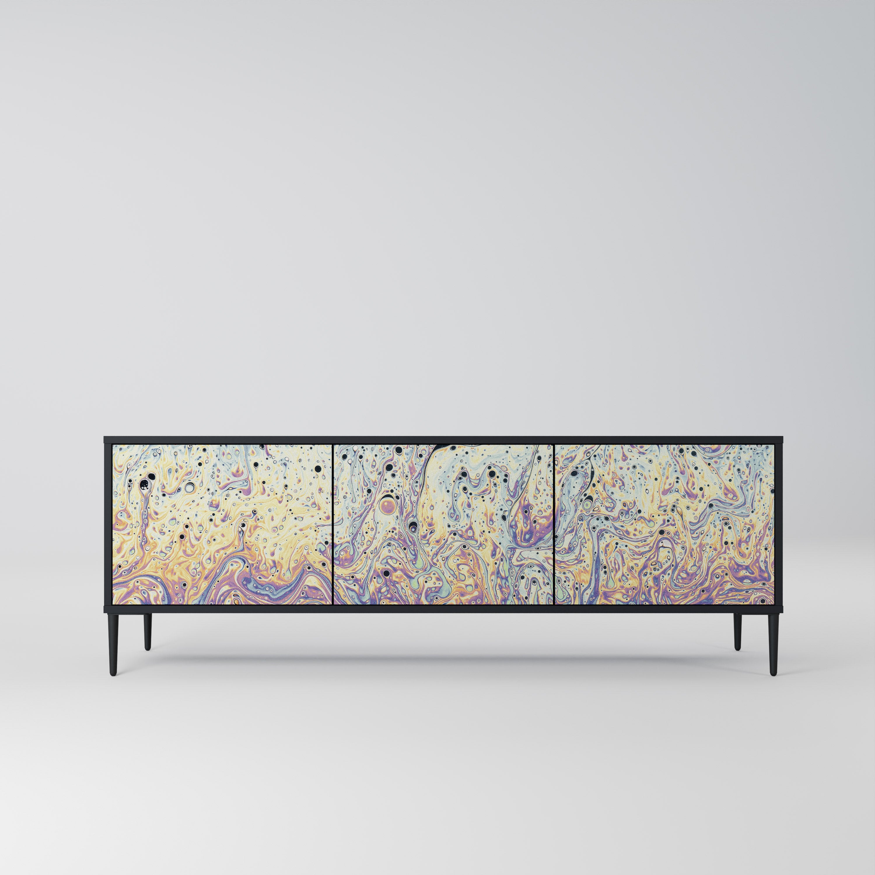 Mueble de TV MOSAIC OF COLORS de 3 puertas en acabado negro
