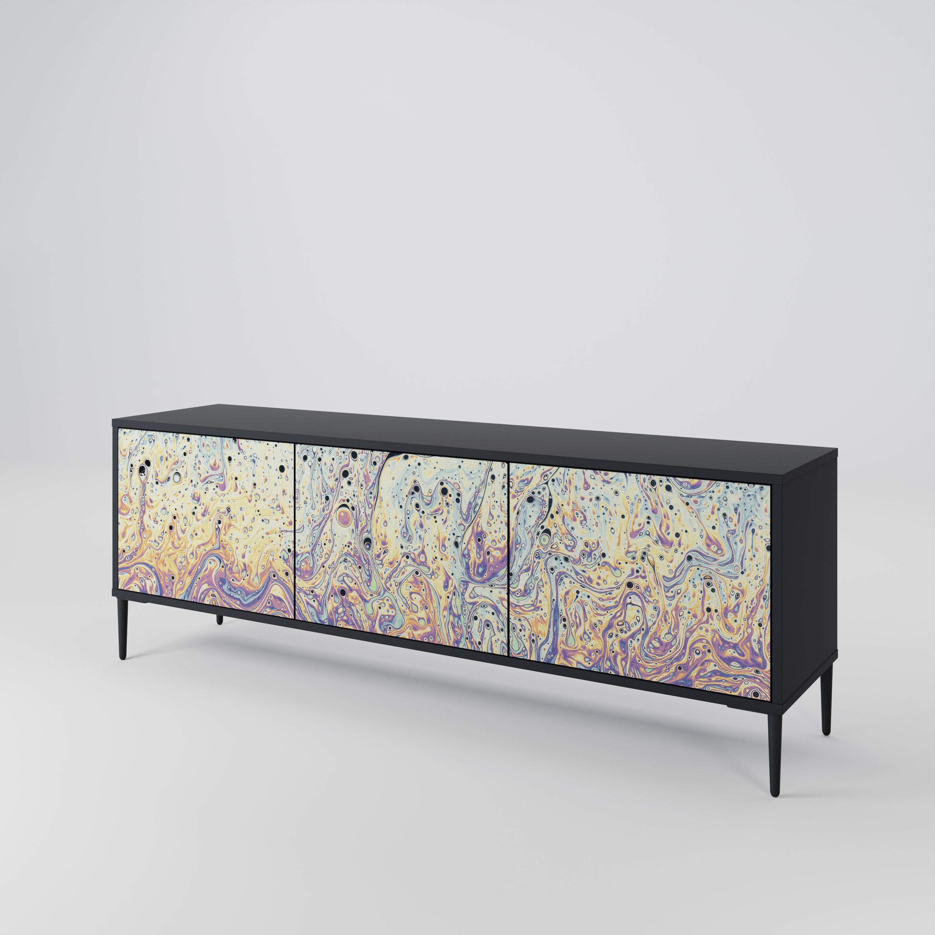 Mueble de TV MOSAIC OF COLORS de 3 puertas en acabado negro