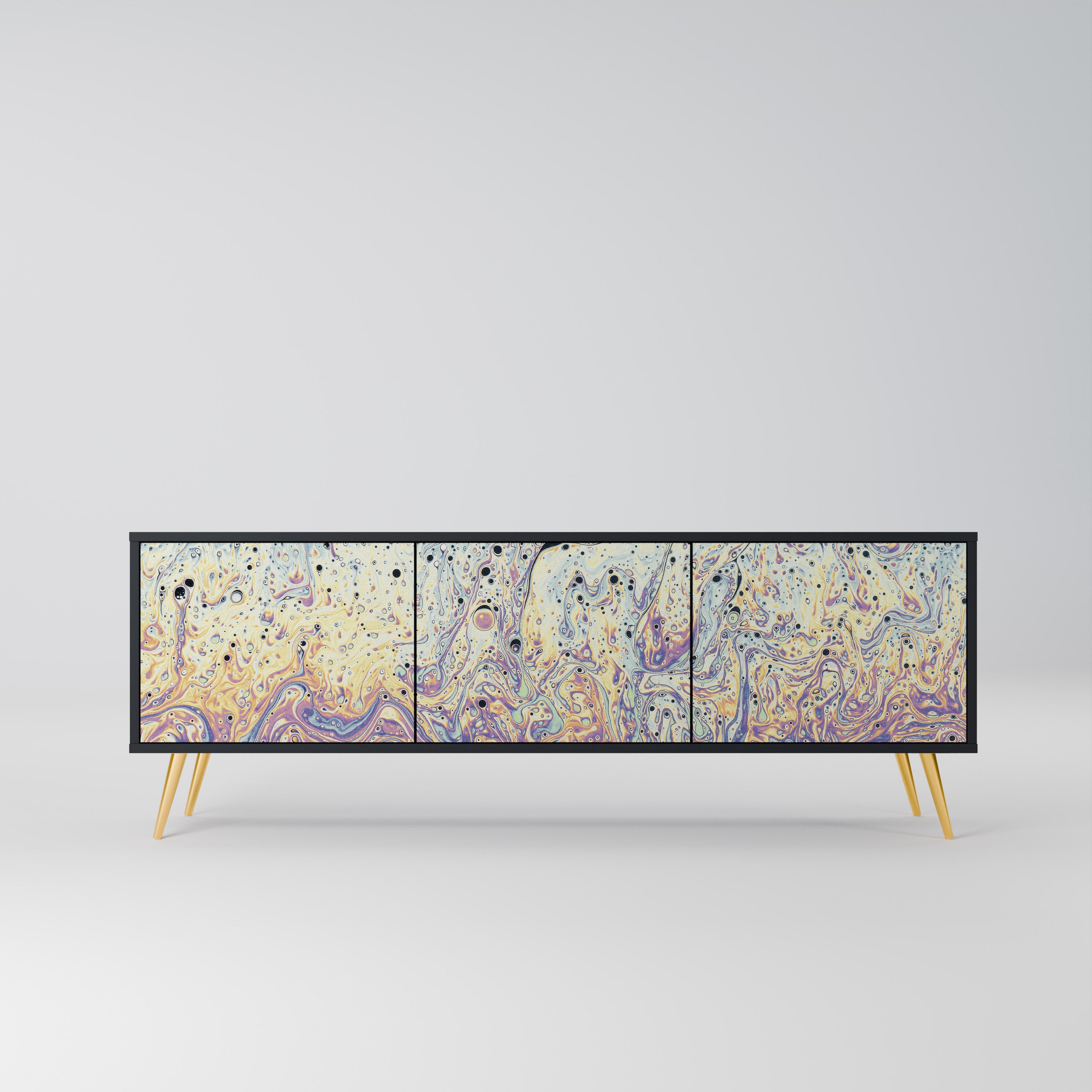 Mueble de TV MOSAIC OF COLORS de 3 puertas en acabado negro