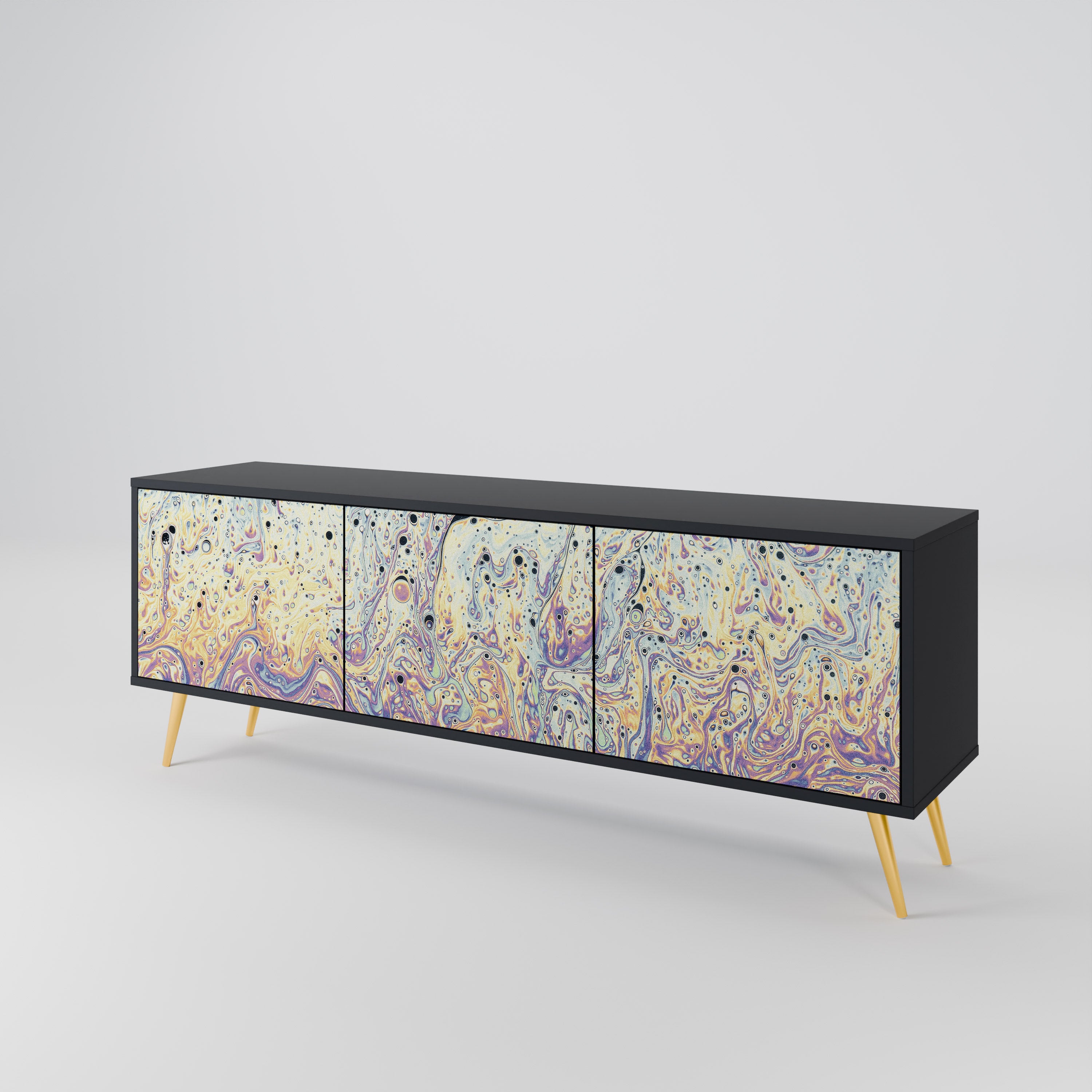 Mueble de TV MOSAIC OF COLORS de 3 puertas en acabado negro