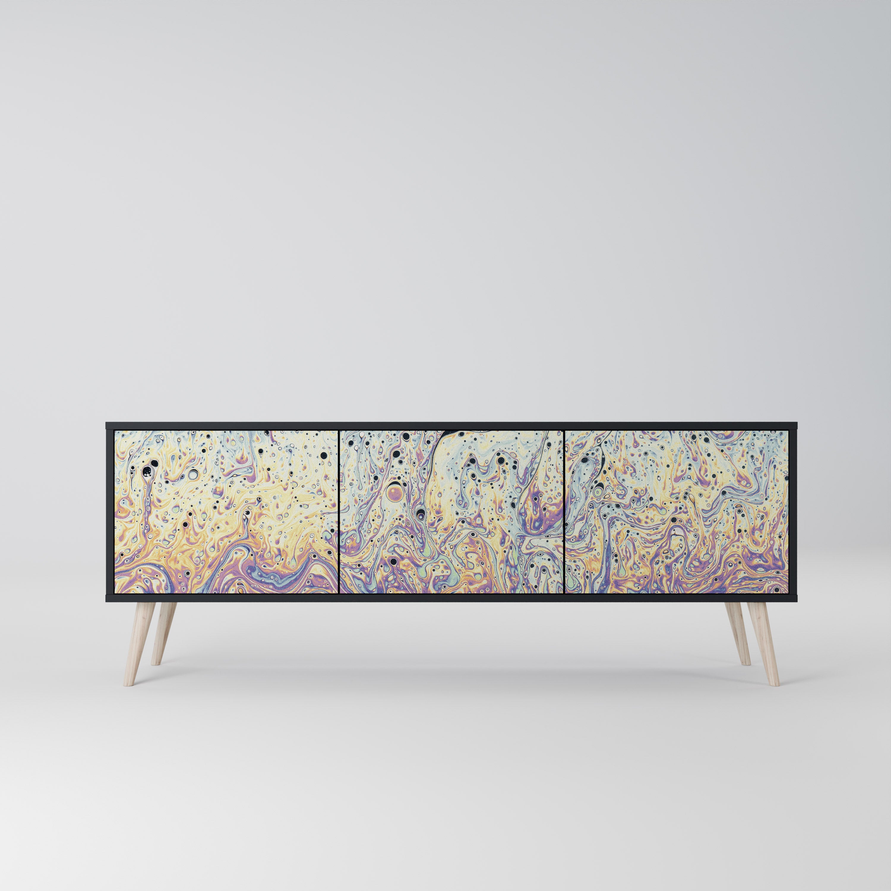 Mueble de TV MOSAIC OF COLORS de 3 puertas en acabado negro