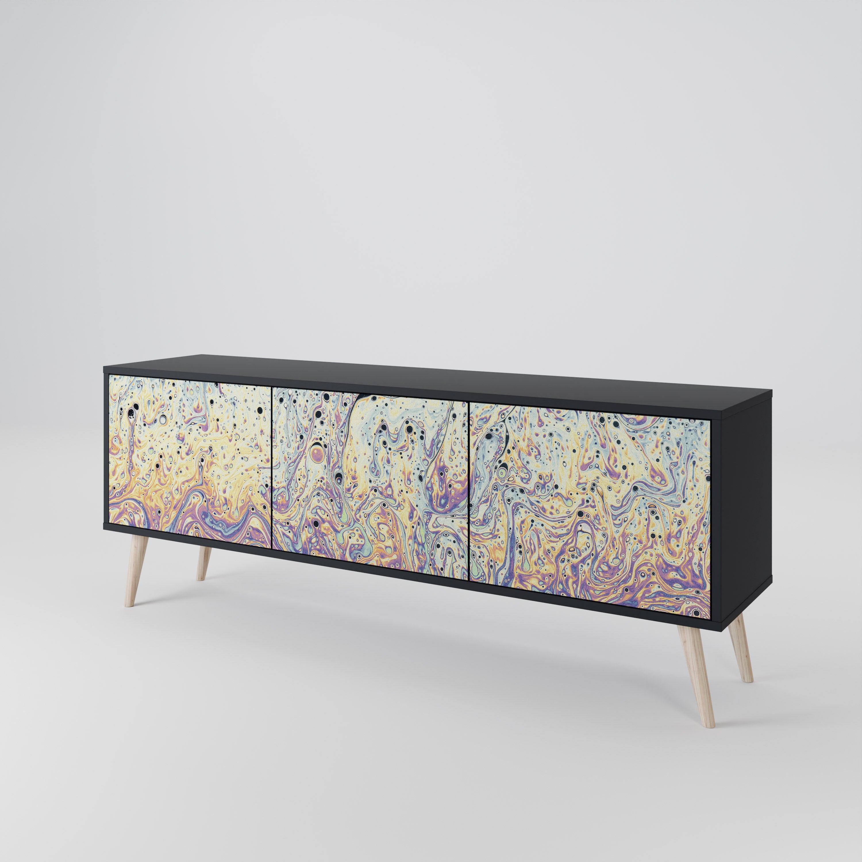 Mueble de TV MOSAIC OF COLORS de 3 puertas en acabado negro