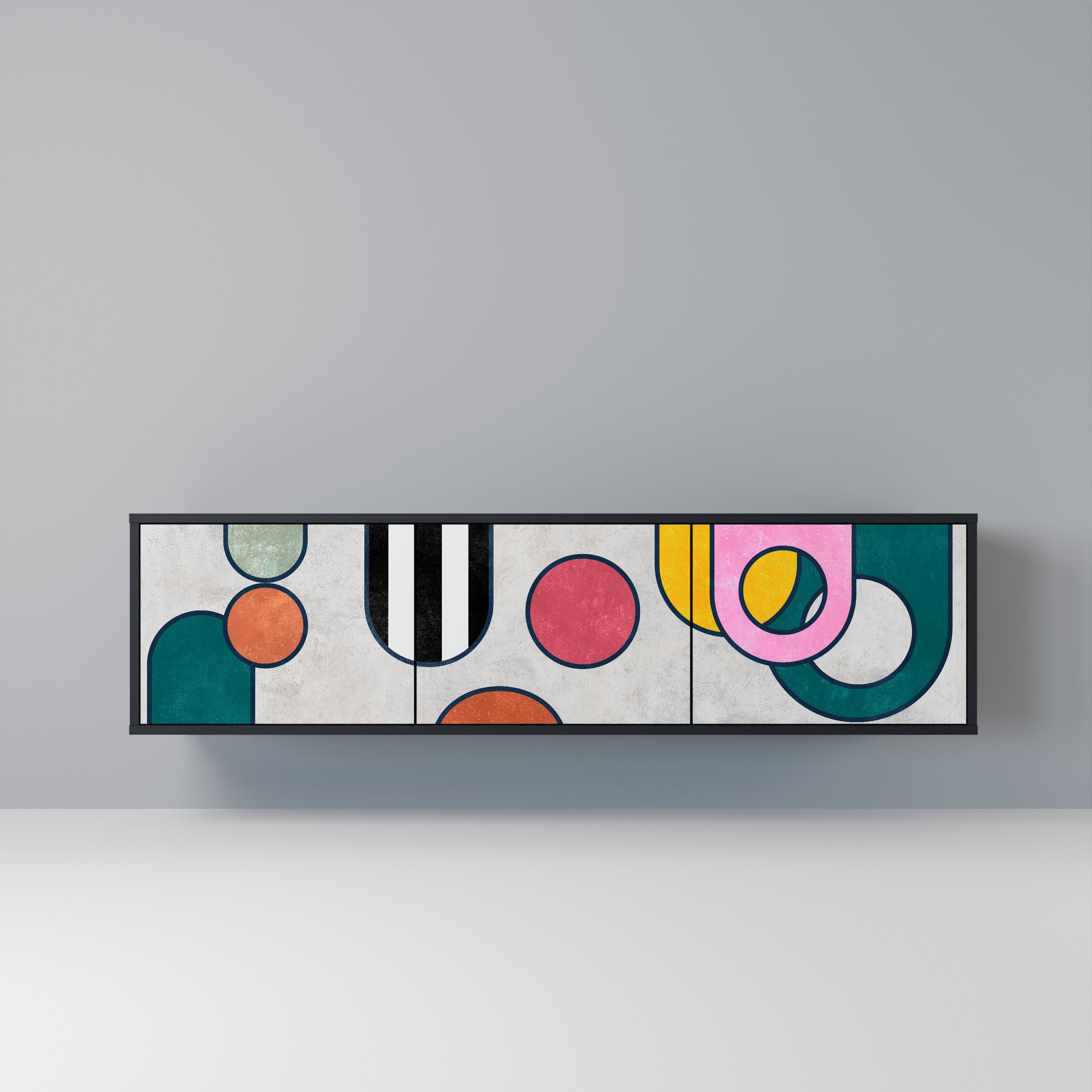 Mueble de TV de 3 puertas COOL STORY con acabado negro