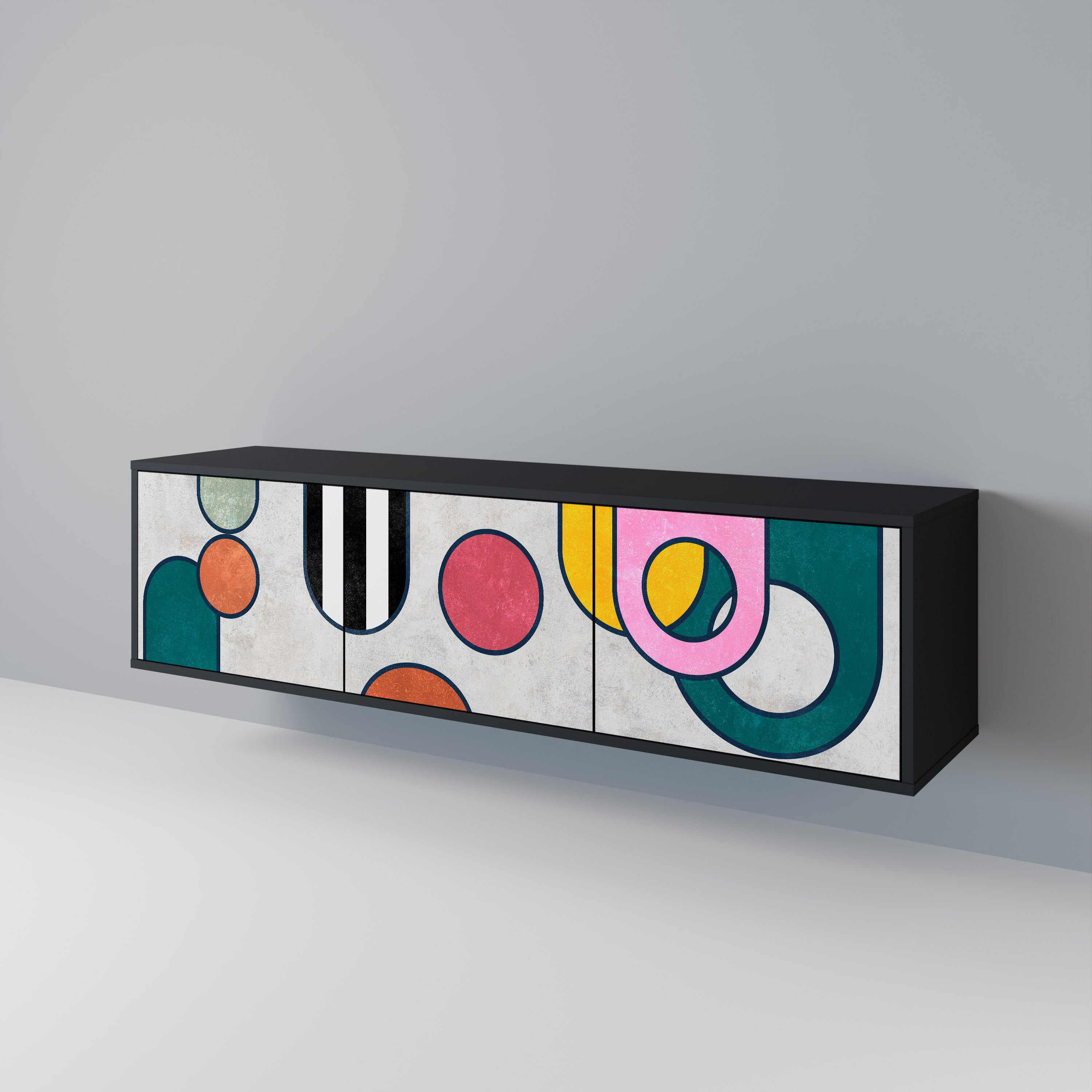 Mueble de TV de 3 puertas COOL STORY con acabado negro