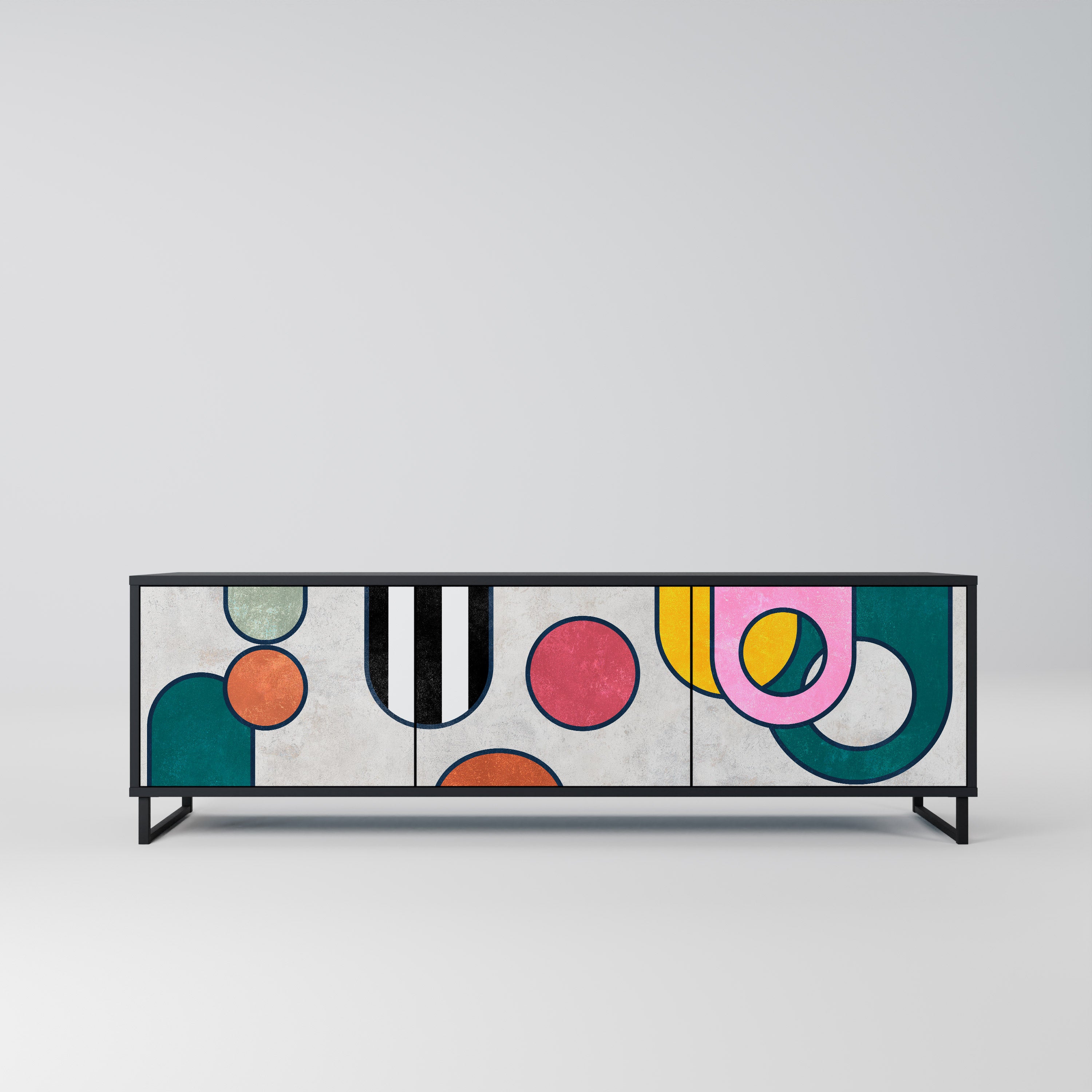 Mueble de TV de 3 puertas COOL STORY con acabado negro