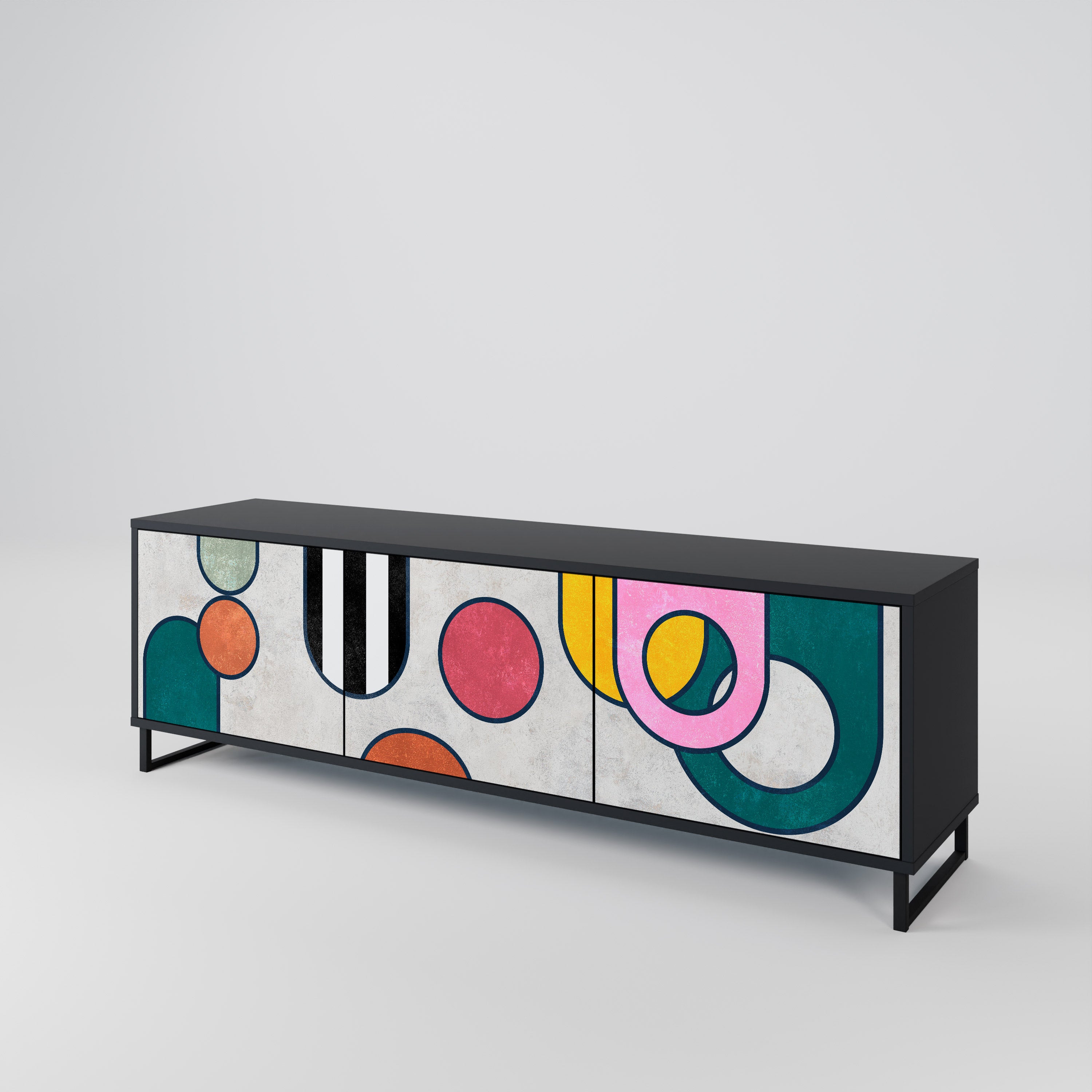Mueble de TV de 3 puertas COOL STORY con acabado negro