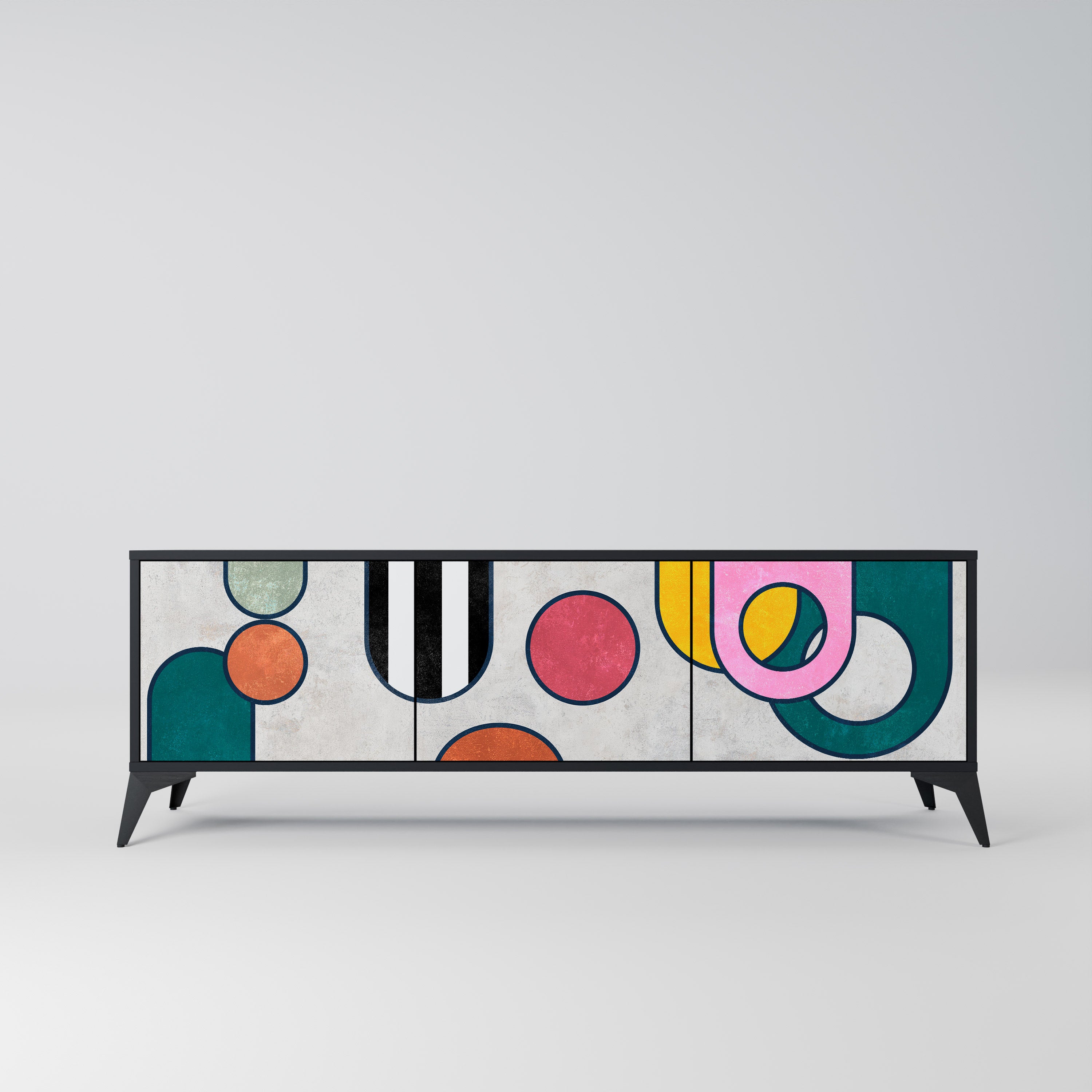 Mueble de TV de 3 puertas COOL STORY con acabado negro