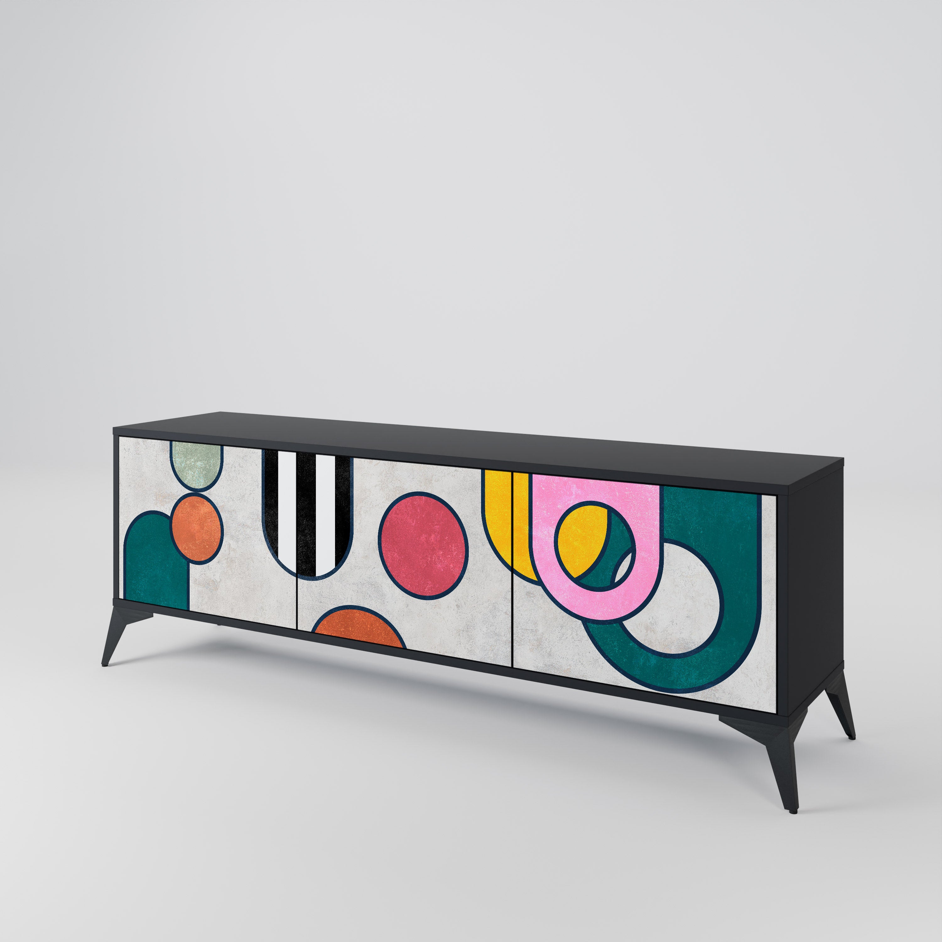 Mueble de TV de 3 puertas COOL STORY con acabado negro