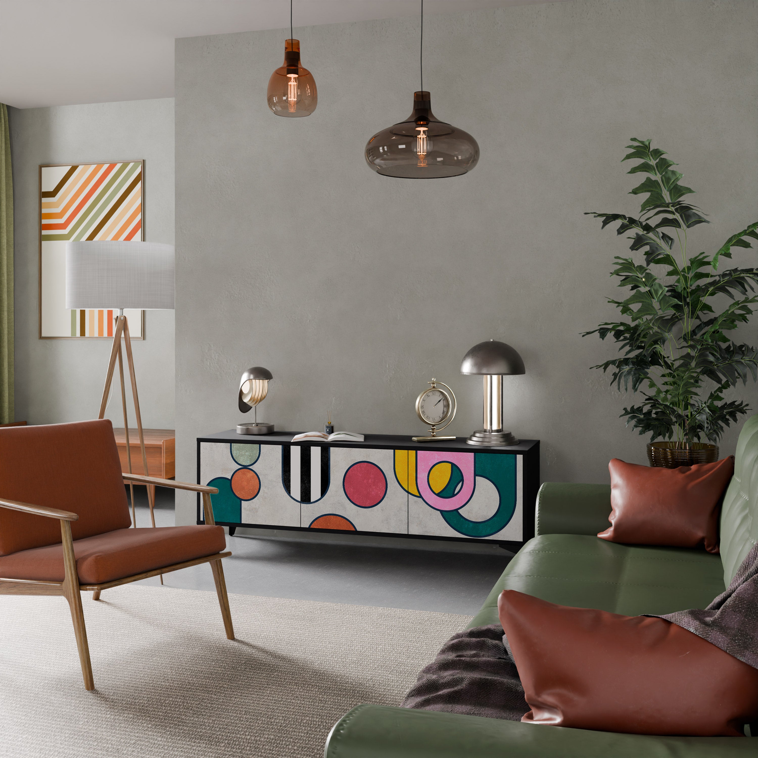 Mueble de TV de 3 puertas COOL STORY con acabado negro