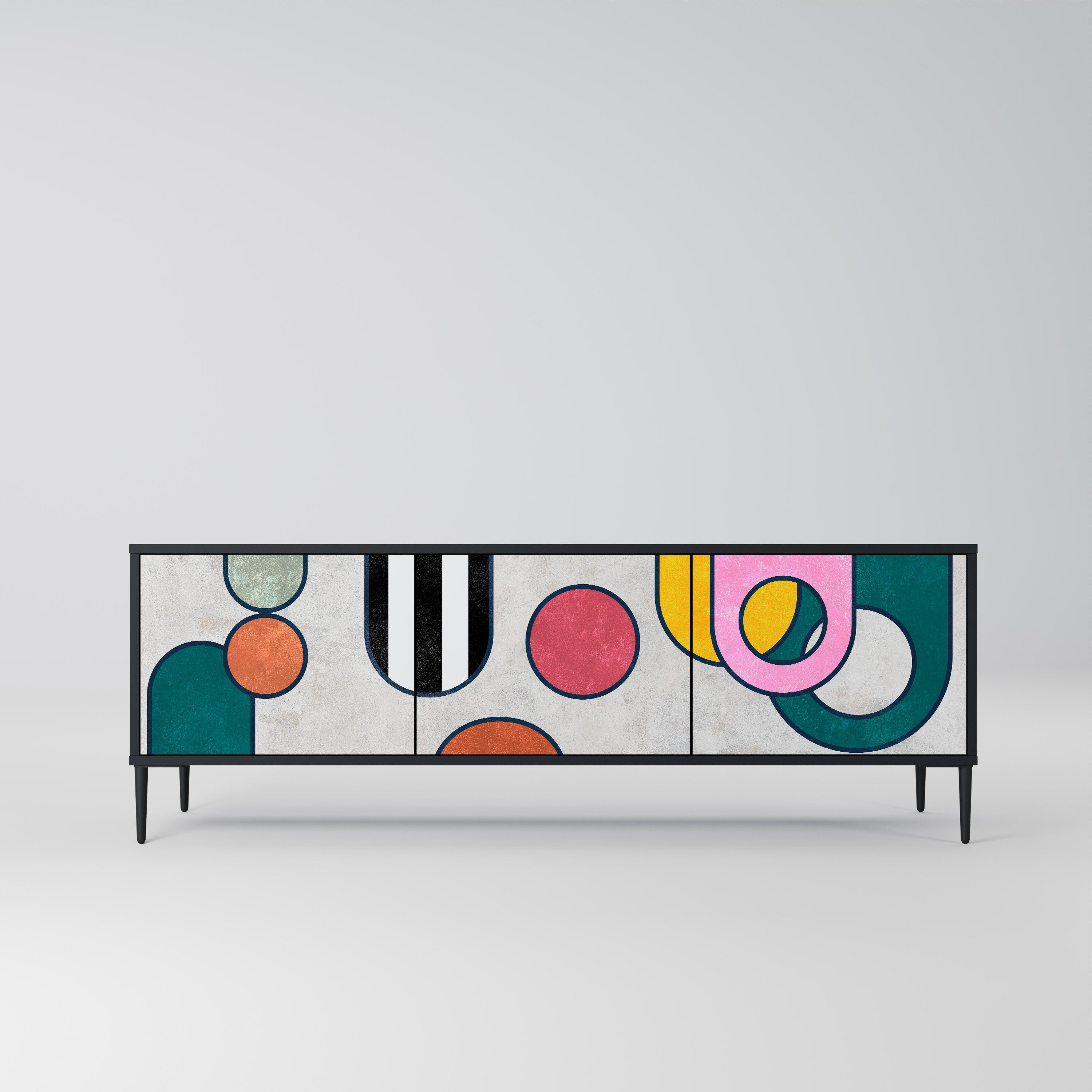 Mueble de TV de 3 puertas COOL STORY con acabado negro