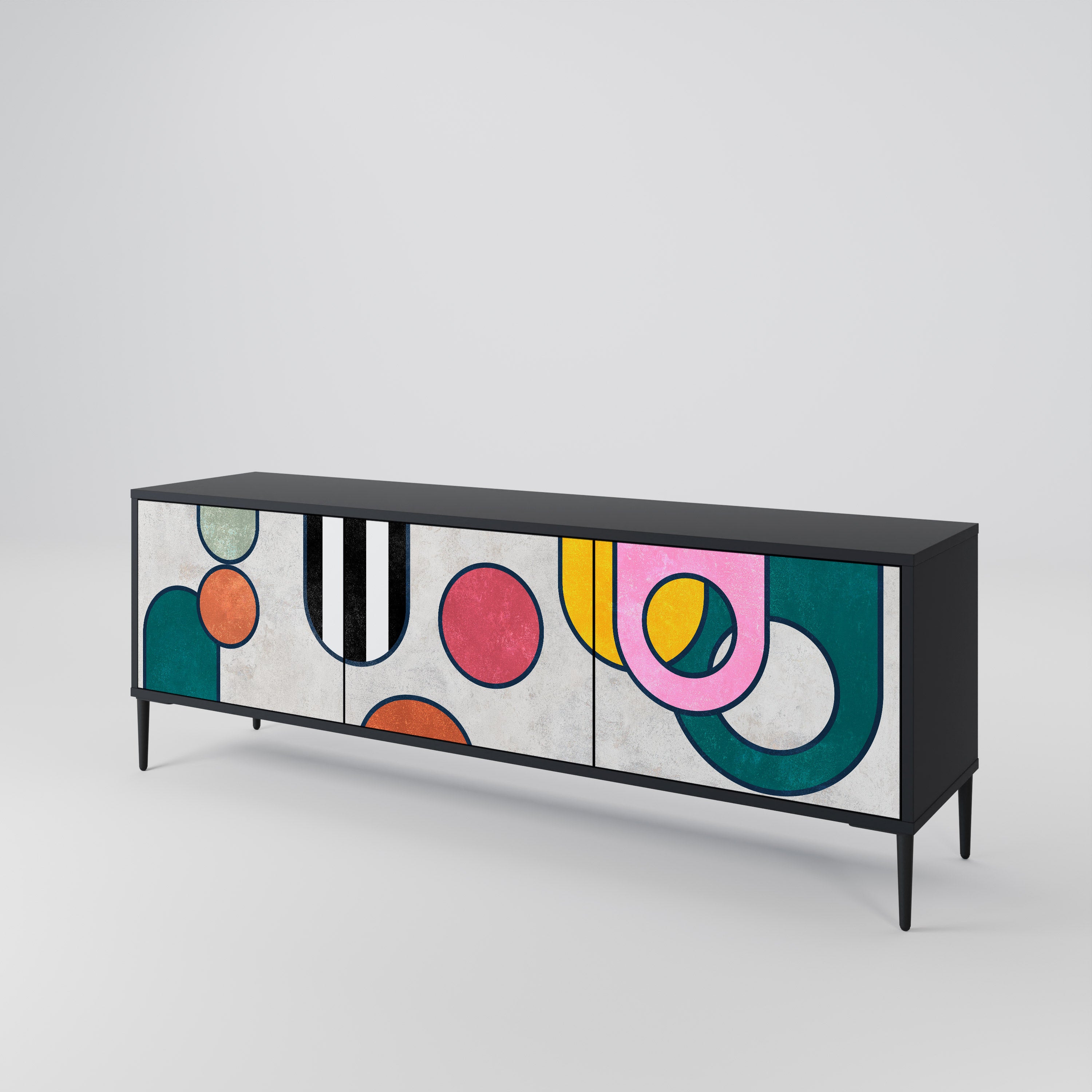 Mueble de TV de 3 puertas COOL STORY con acabado negro
