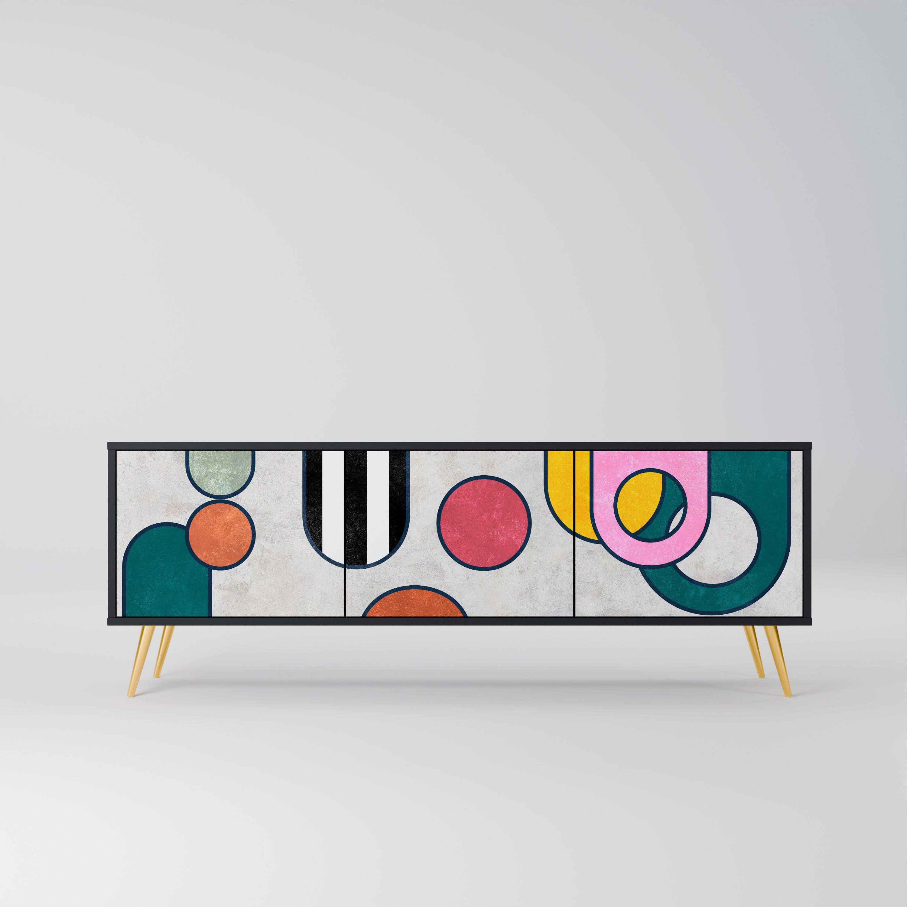 Mueble de TV de 3 puertas COOL STORY con acabado negro