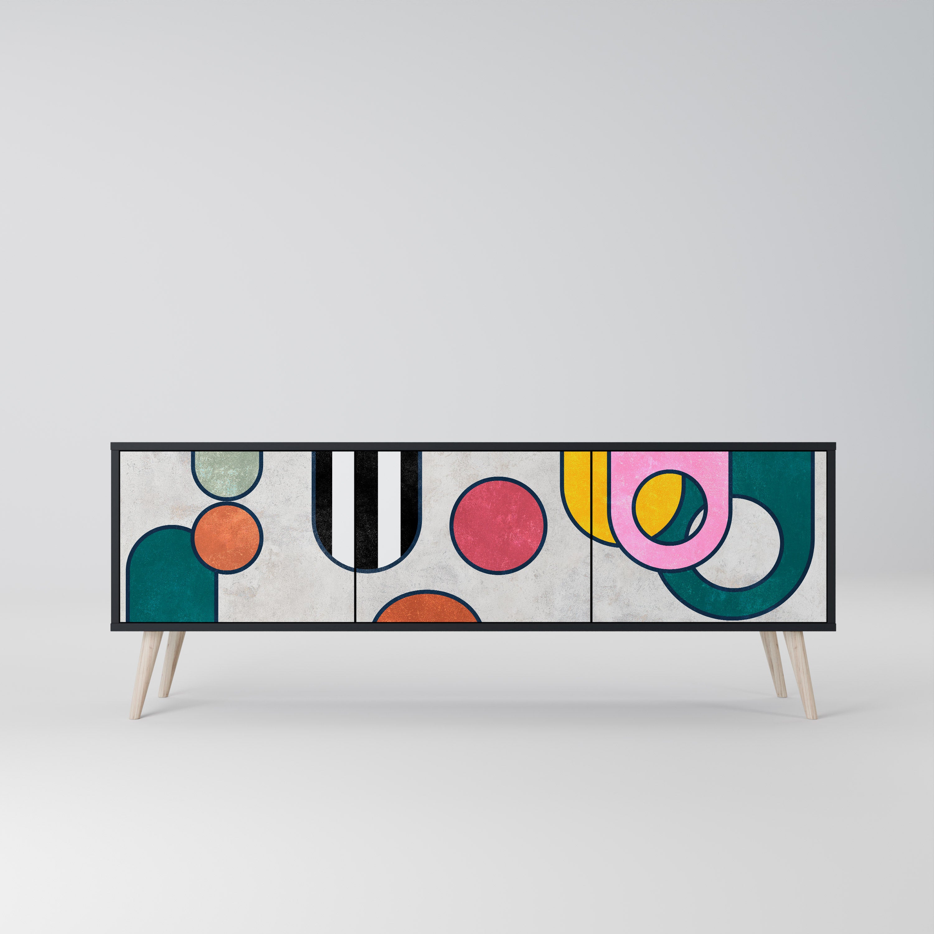 Mueble de TV de 3 puertas COOL STORY con acabado negro