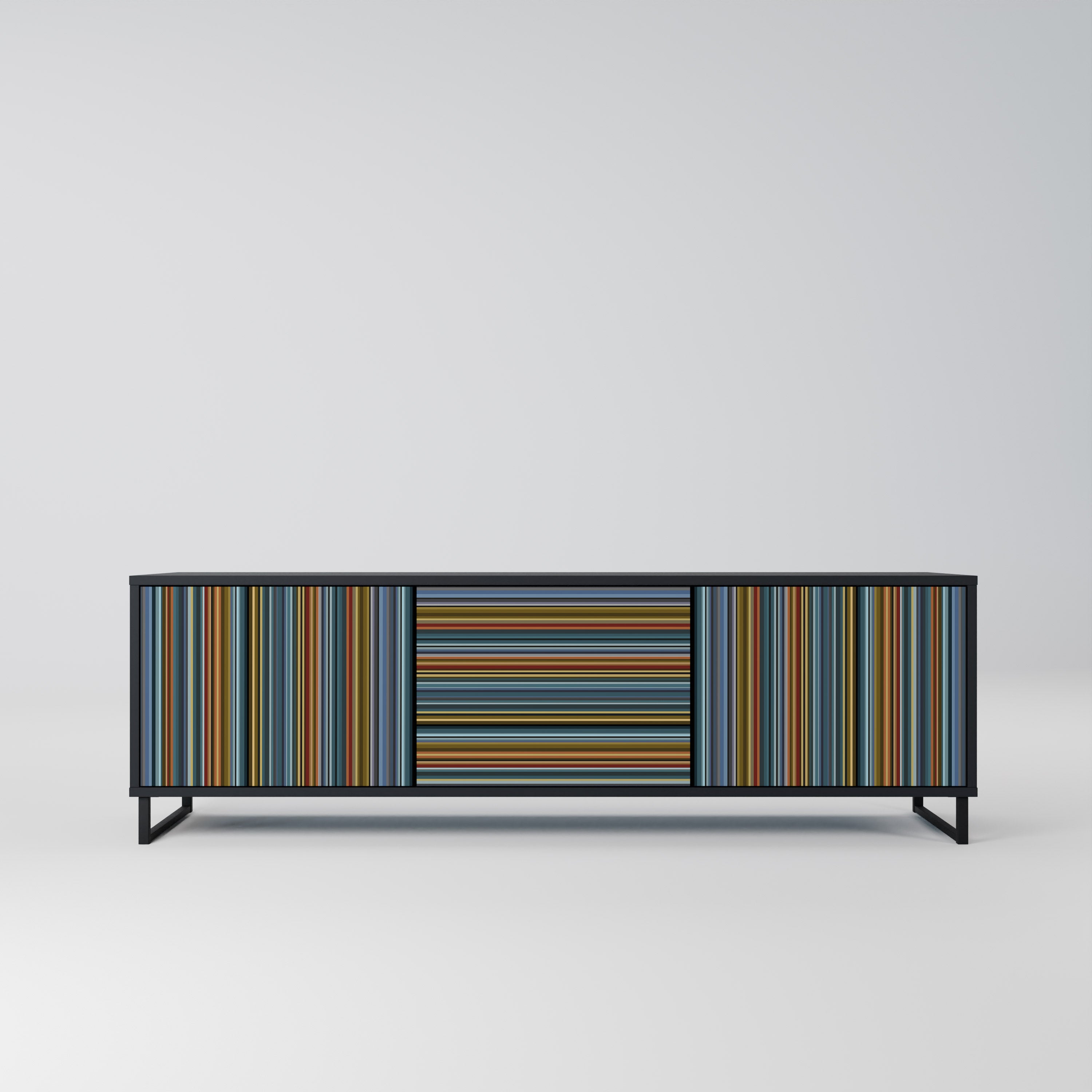 Mueble para TV LINEOUT SPECTRUM de 3 puertas con acabado negro