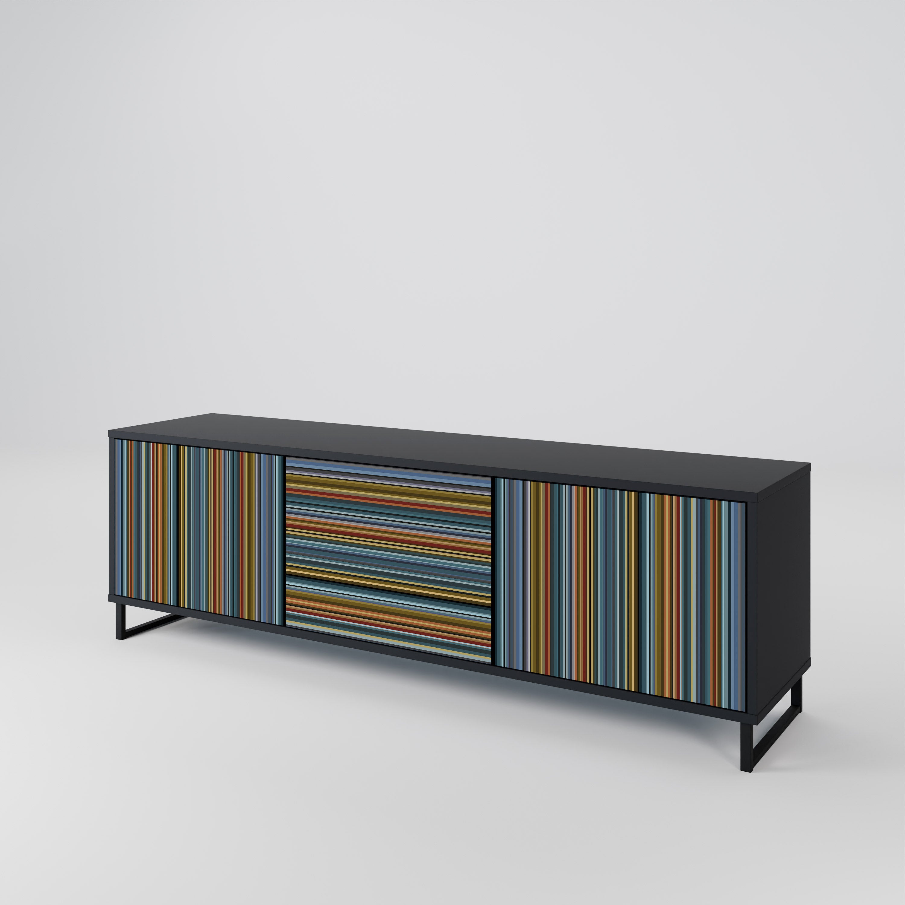 Mueble para TV LINEOUT SPECTRUM de 3 puertas con acabado negro