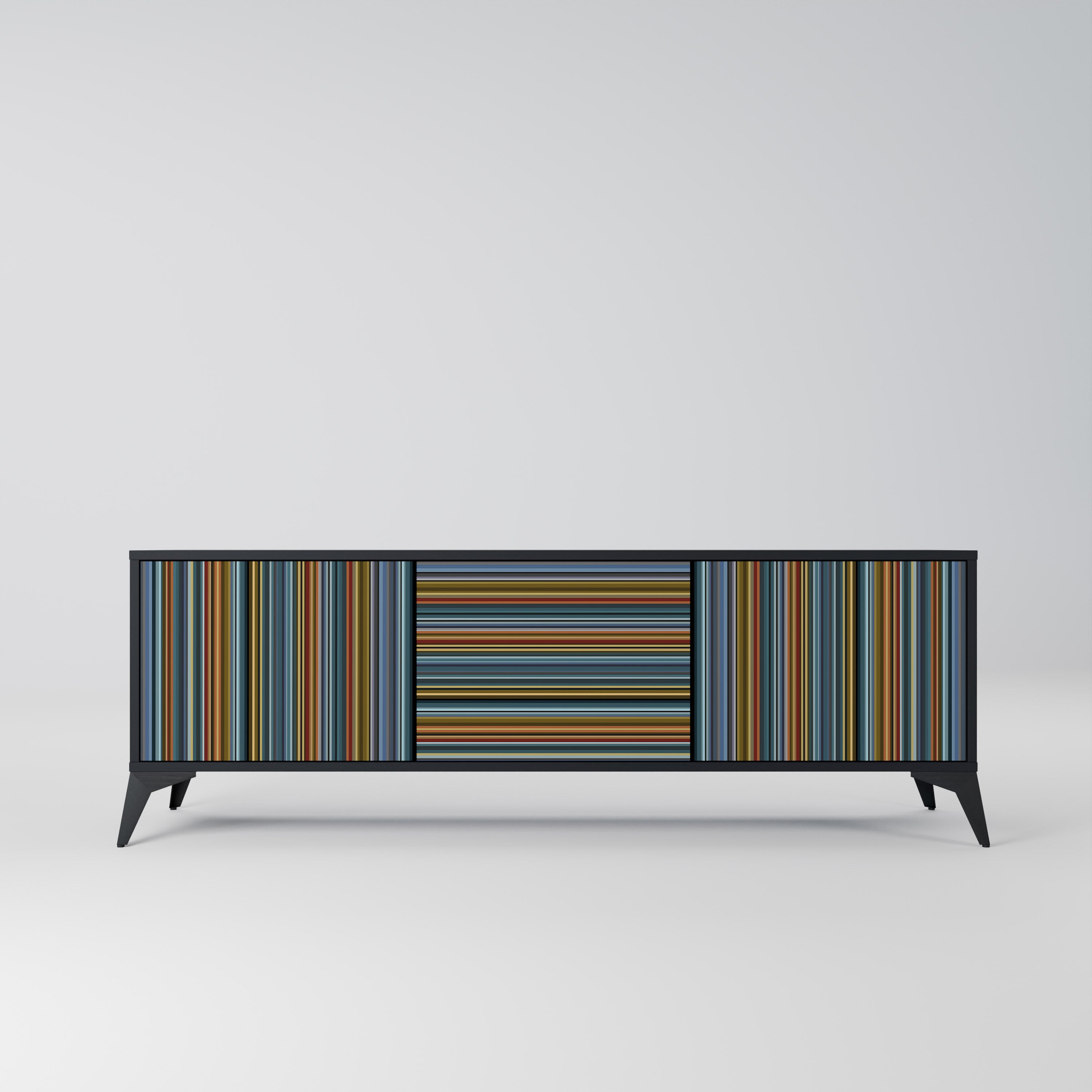 Mueble para TV LINEOUT SPECTRUM de 3 puertas con acabado negro