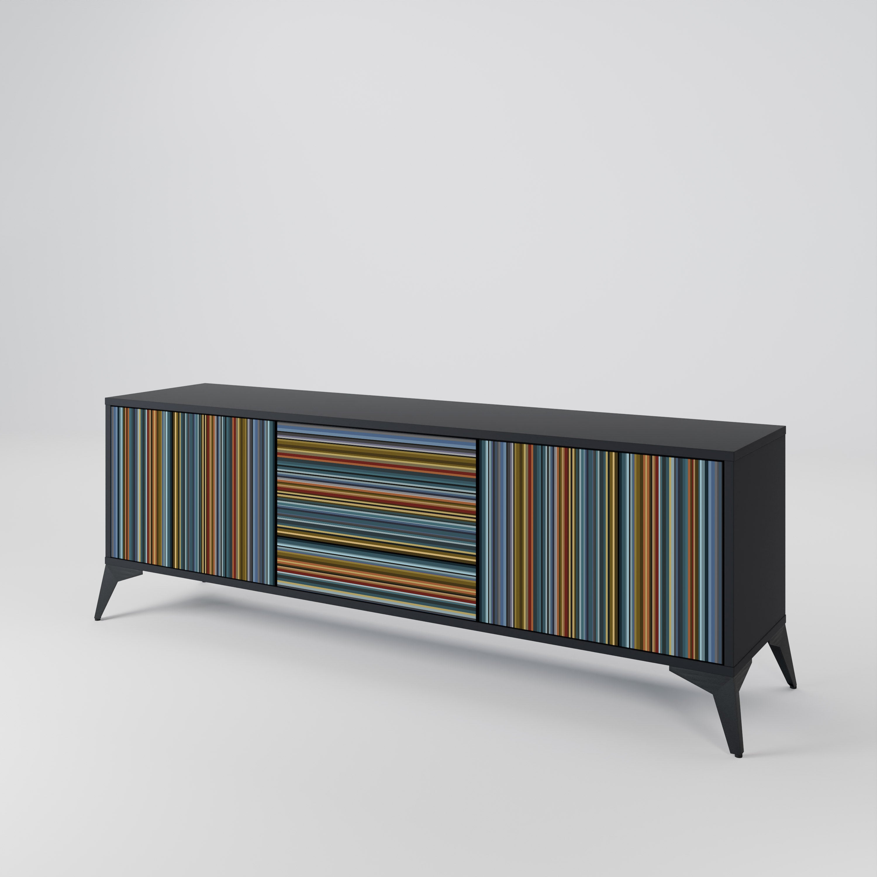 Mueble para TV LINEOUT SPECTRUM de 3 puertas con acabado negro