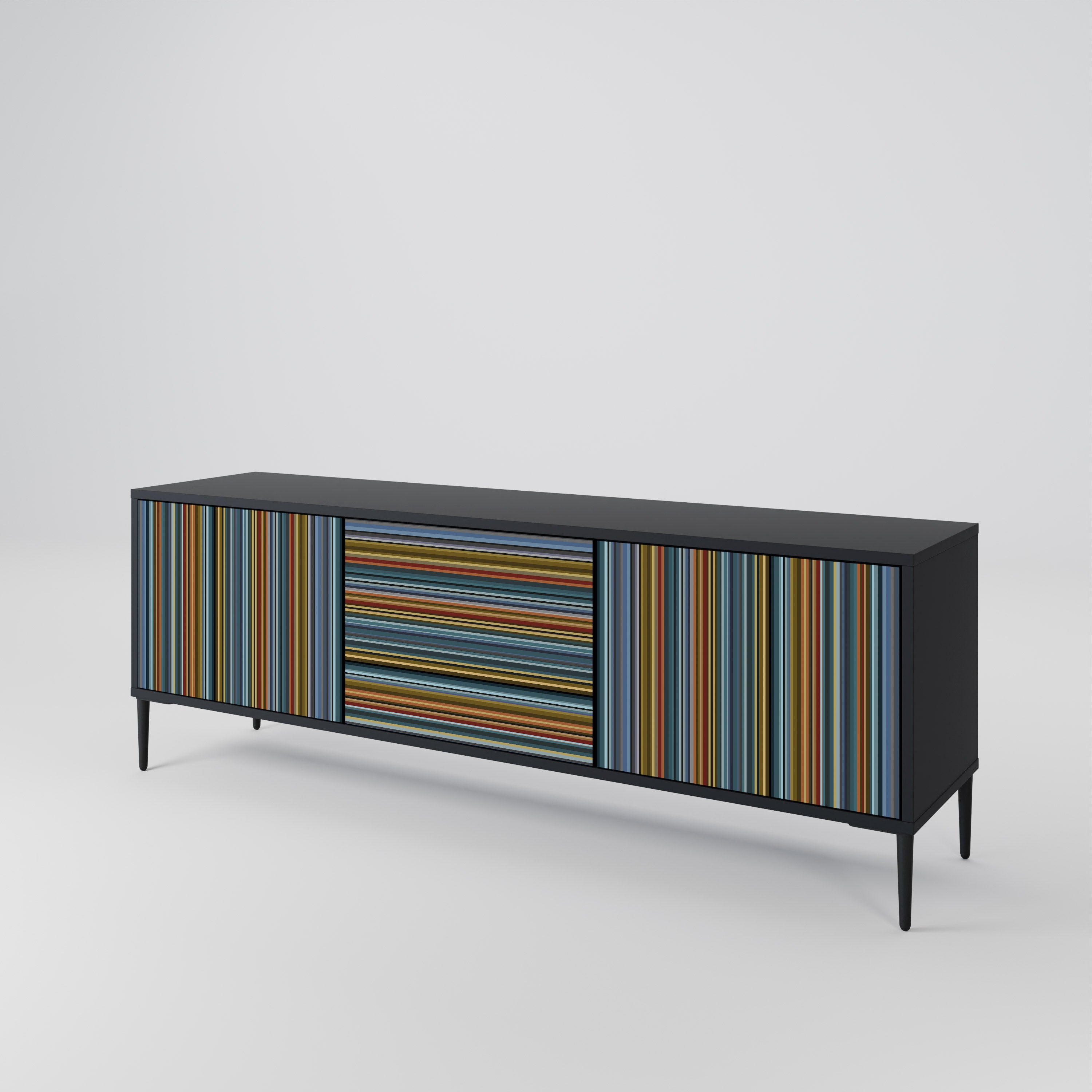 Mueble para TV LINEOUT SPECTRUM de 3 puertas con acabado negro
