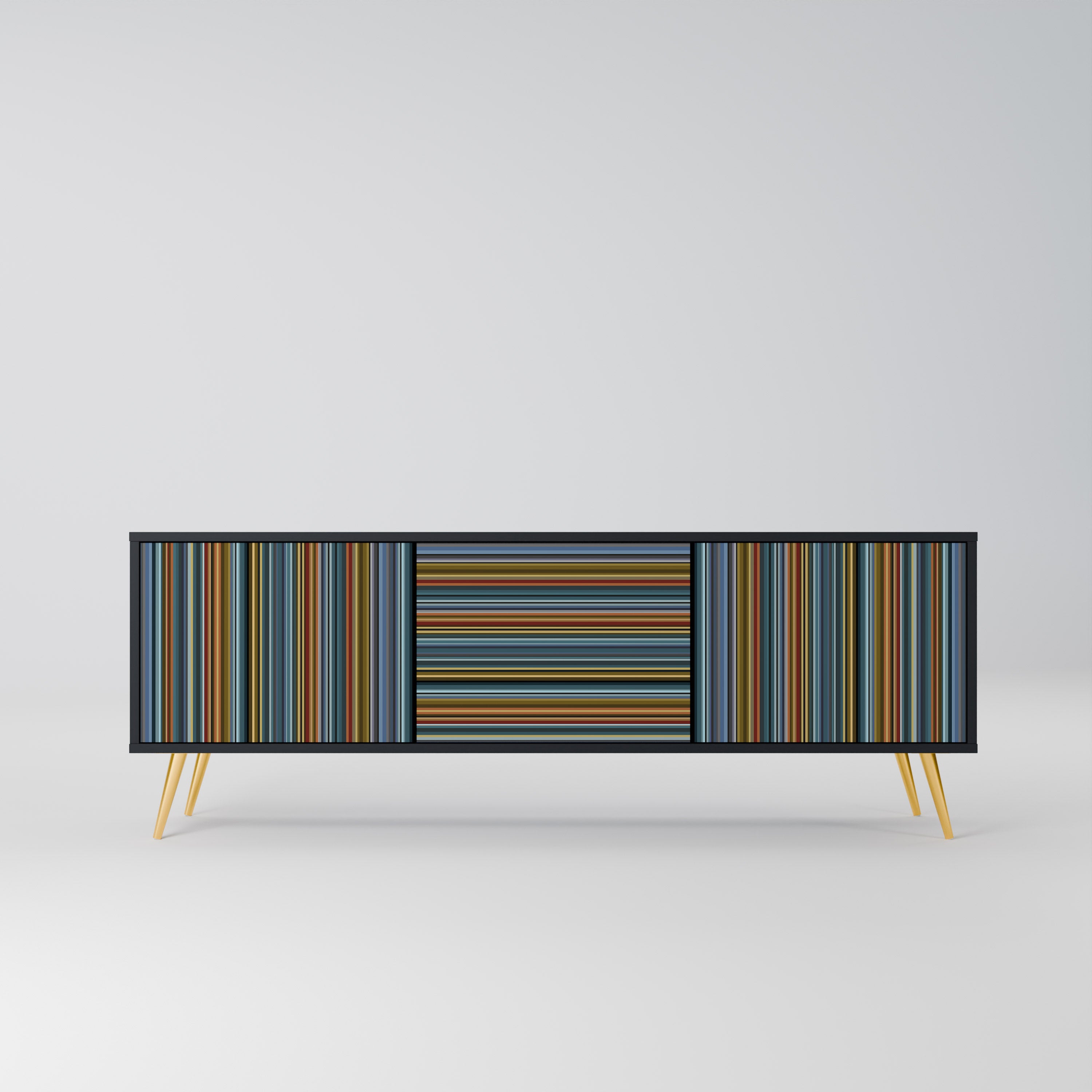 Mueble para TV LINEOUT SPECTRUM de 3 puertas con acabado negro