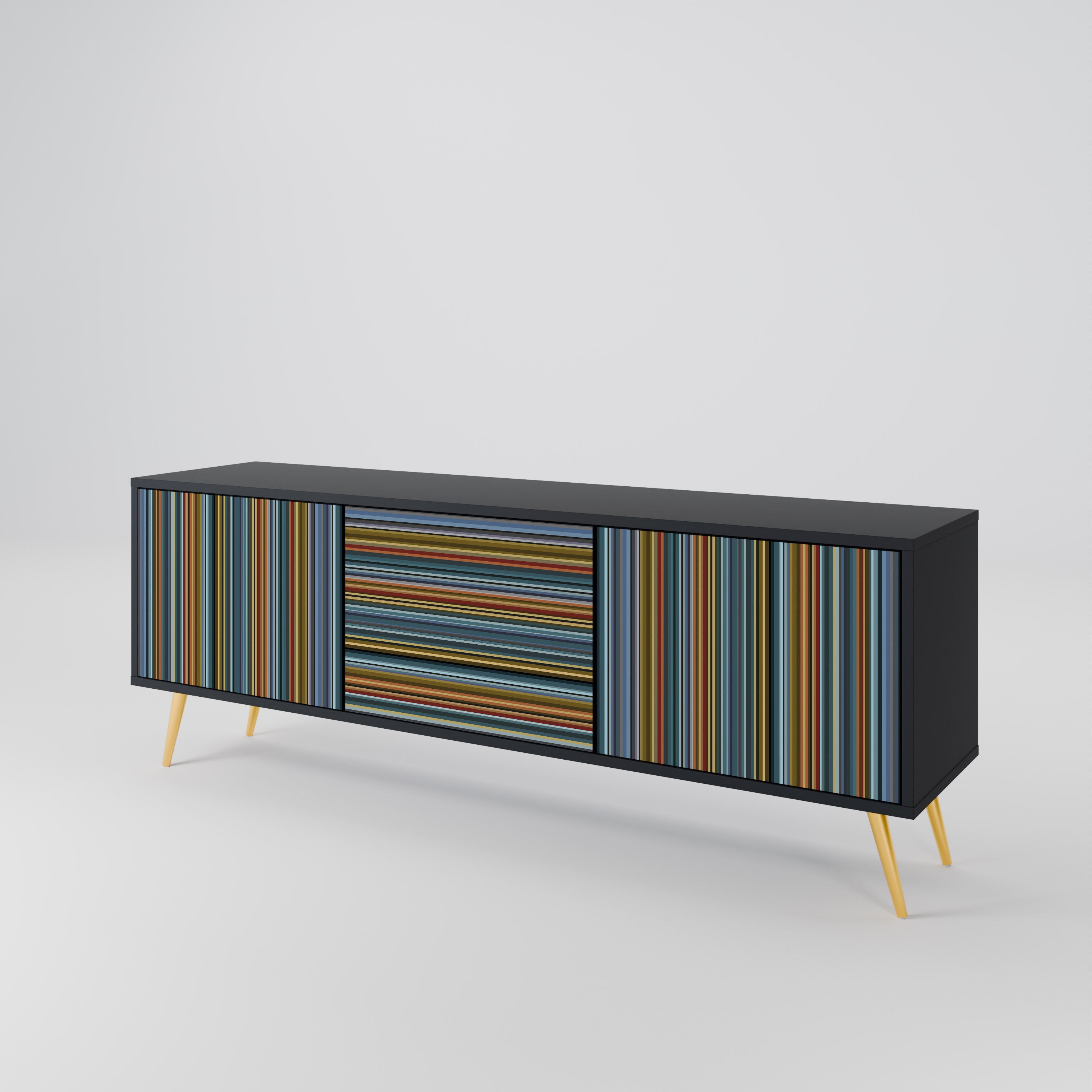 Mueble para TV LINEOUT SPECTRUM de 3 puertas con acabado negro