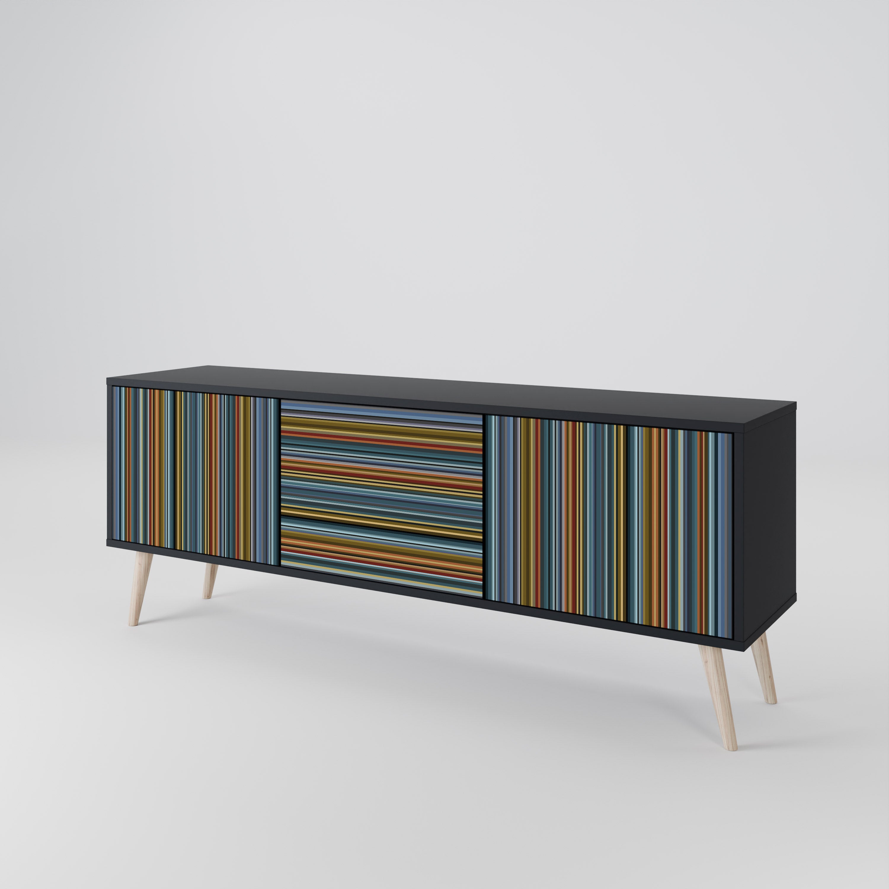 Mueble para TV LINEOUT SPECTRUM de 3 puertas con acabado negro