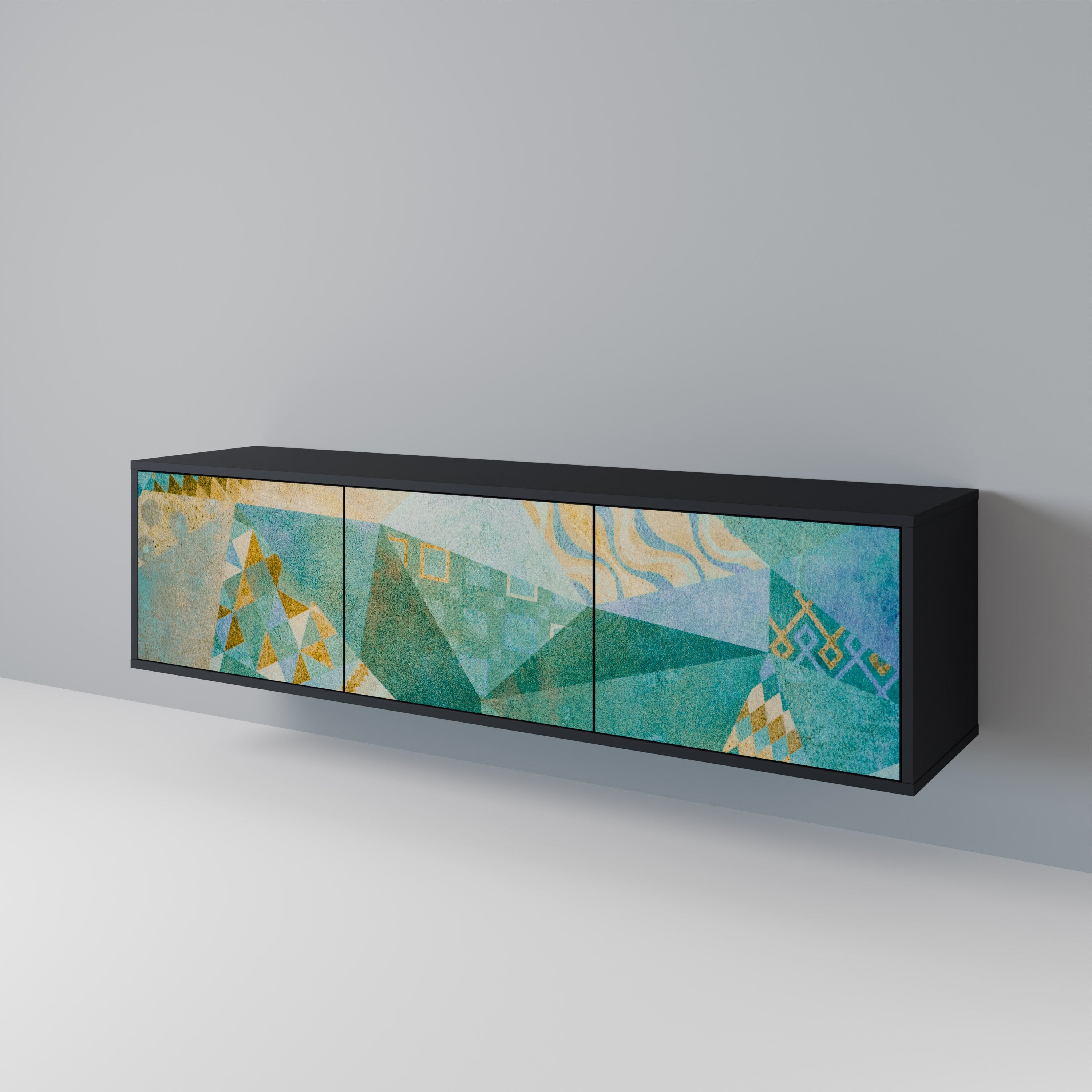 Mueble de TV SPECTRUM SPLENDOR de 3 puertas con acabado negro