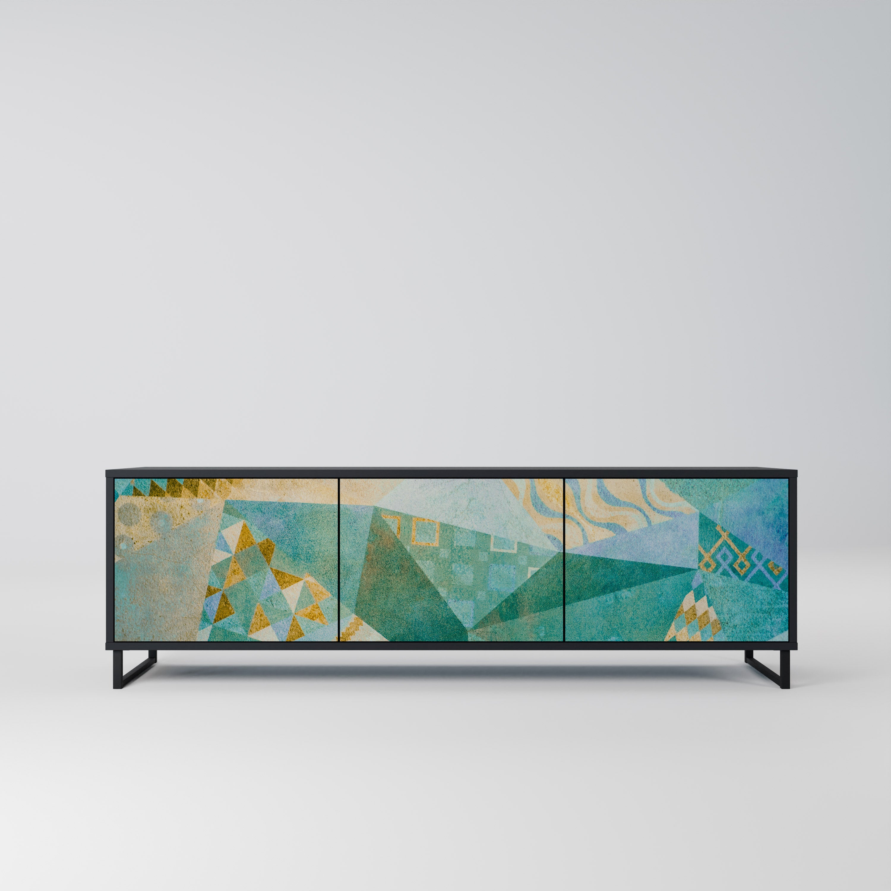 Mueble de TV SPECTRUM SPLENDOR de 3 puertas con acabado negro