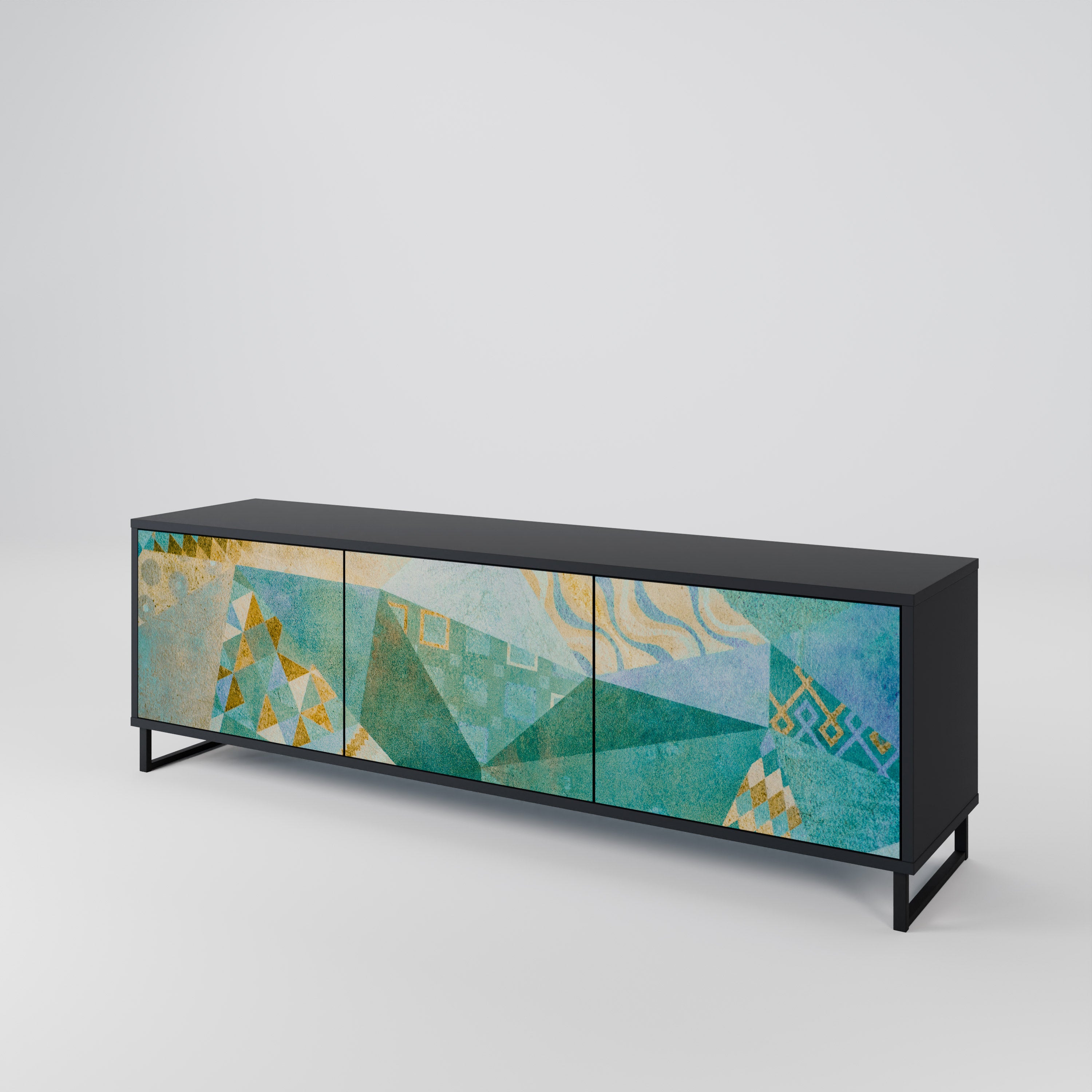 Mueble de TV SPECTRUM SPLENDOR de 3 puertas con acabado negro