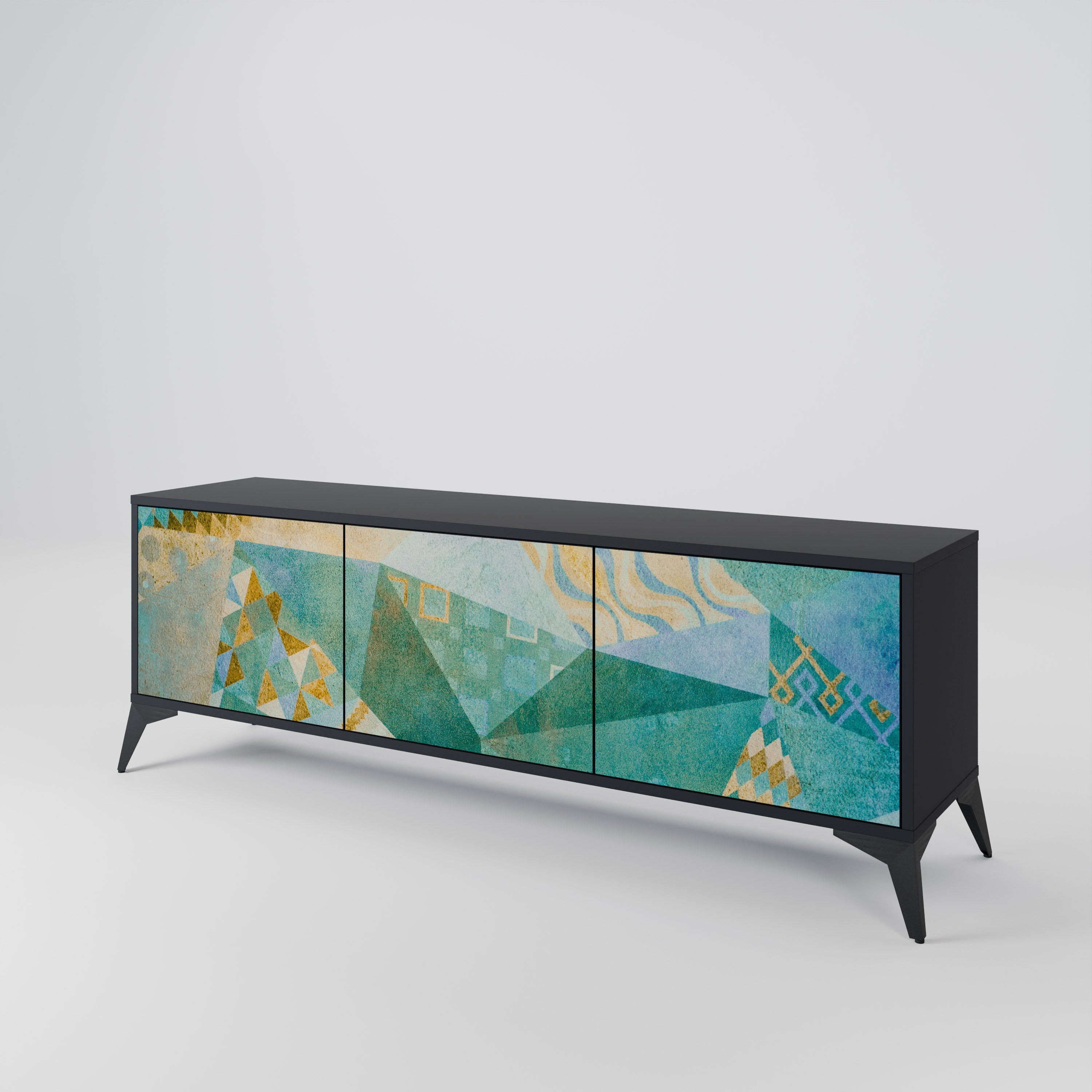 Mueble de TV SPECTRUM SPLENDOR de 3 puertas con acabado negro