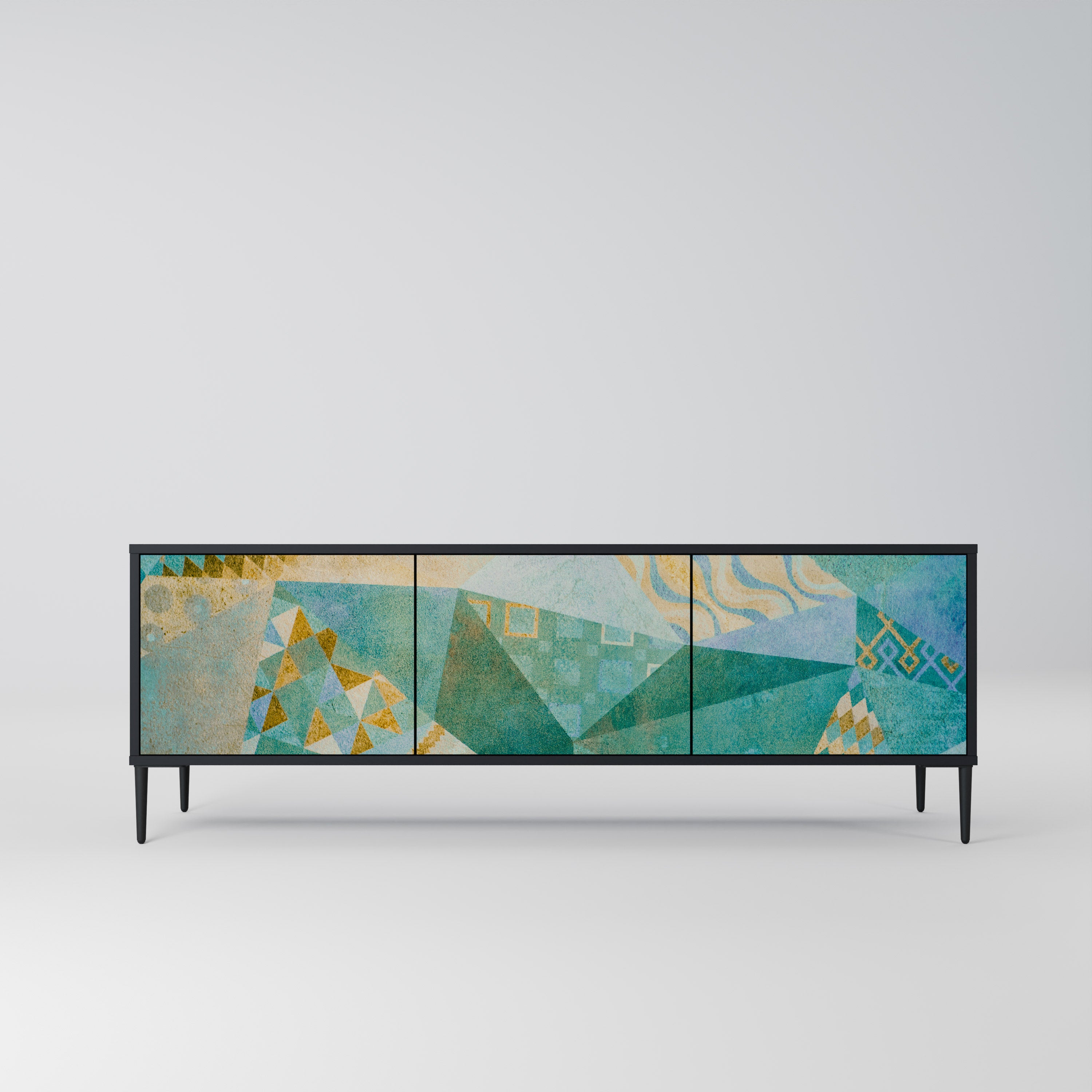 Mueble de TV SPECTRUM SPLENDOR de 3 puertas con acabado negro