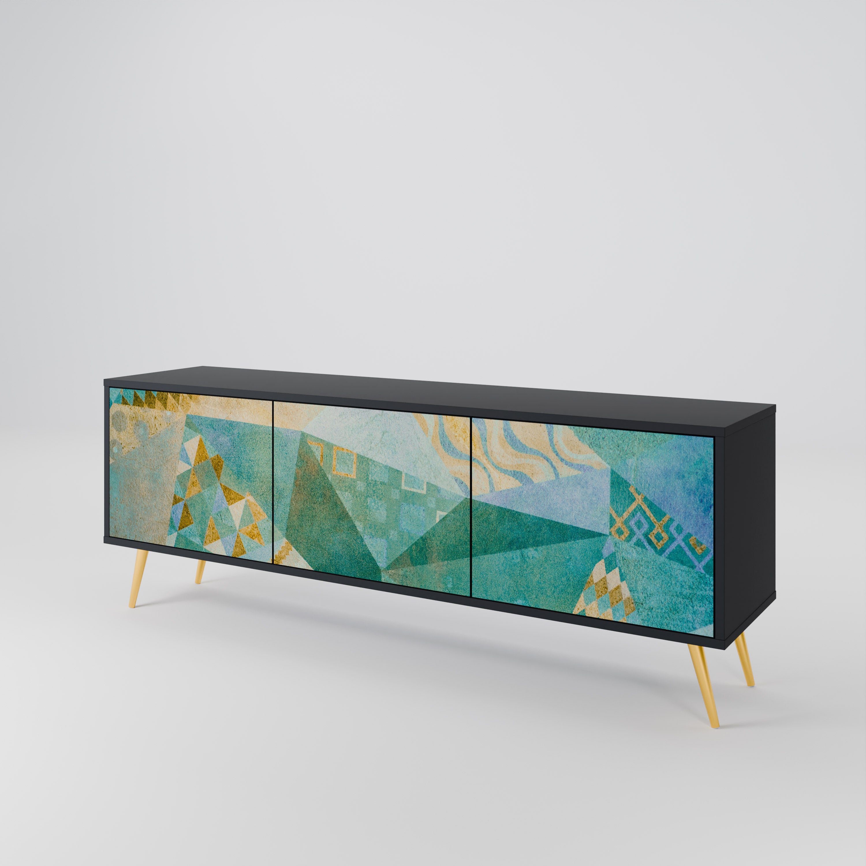Mueble de TV SPECTRUM SPLENDOR de 3 puertas con acabado negro