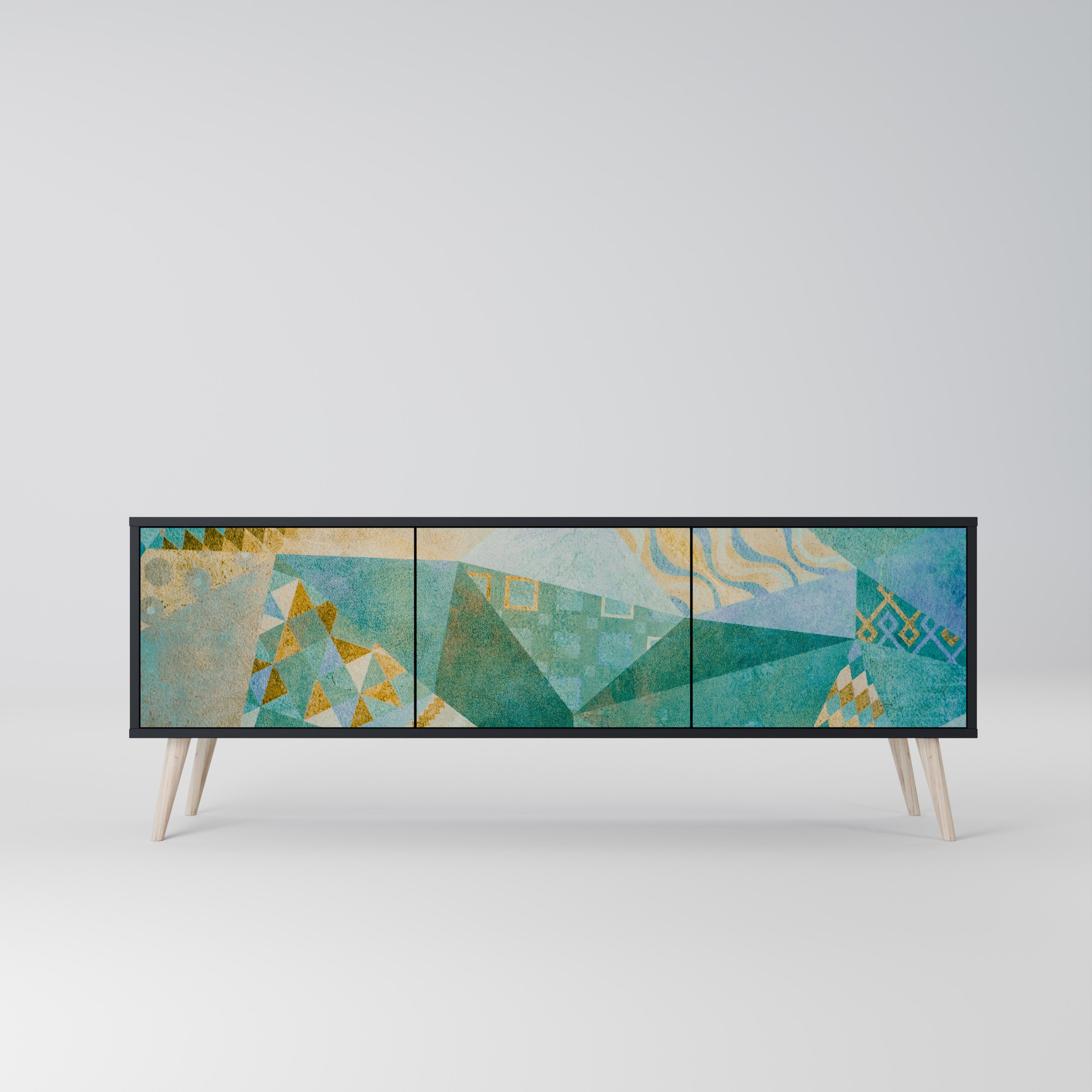 Mueble de TV SPECTRUM SPLENDOR de 3 puertas con acabado negro