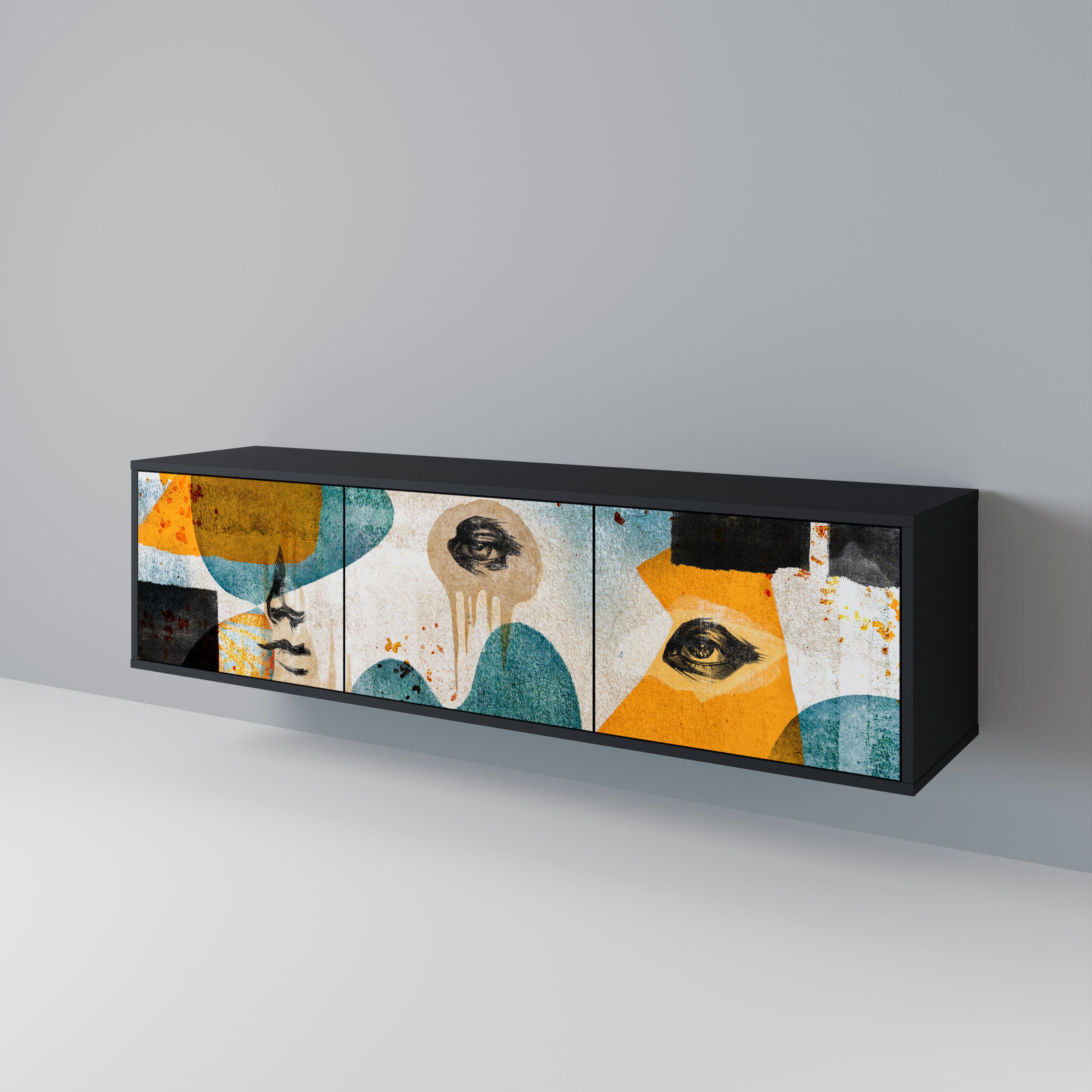 ABSTRACT FACES 3-Door TV Cabinet